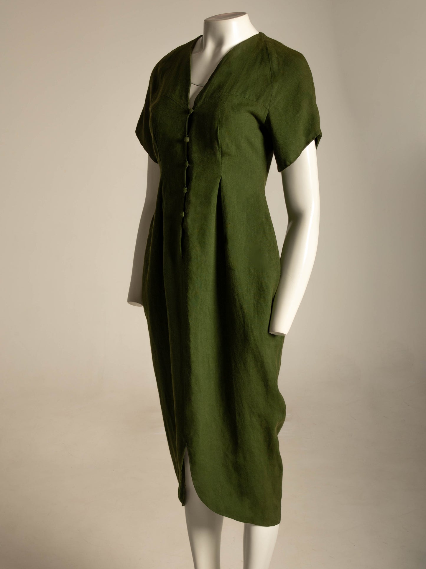 Sybilla Por Gibo Green Linen Dress Circa 80s