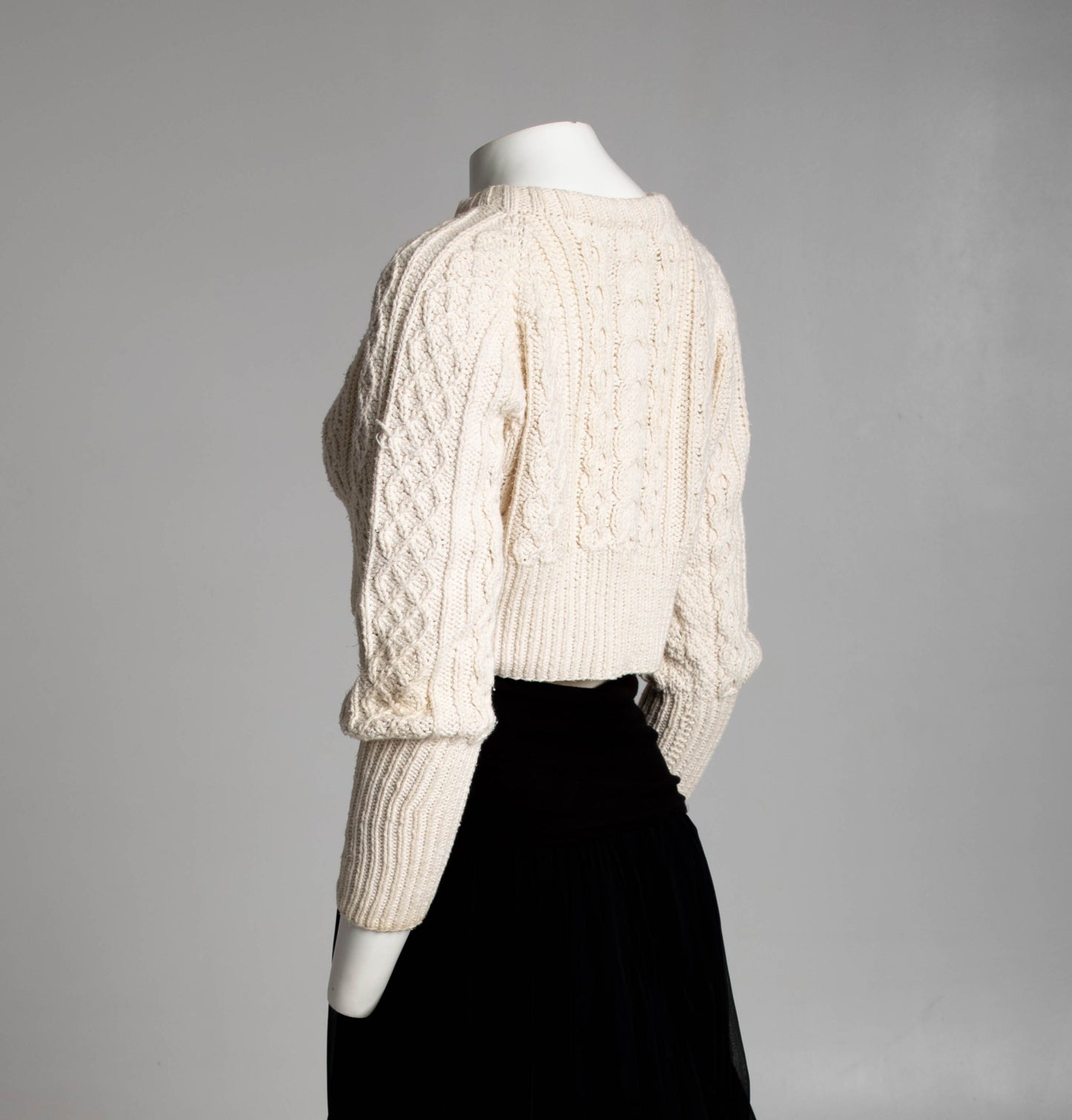 Artwork London Cream Cropped Aran Hand-knit