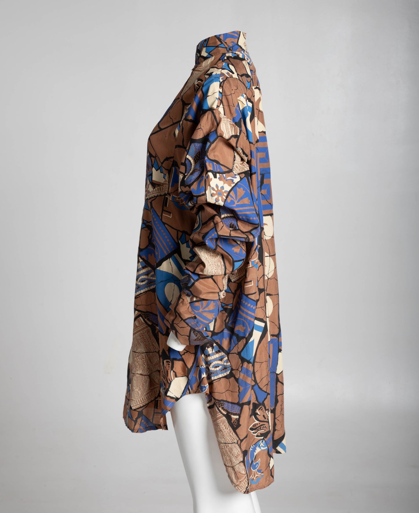 English Eccentrics 1985 'Gaudi' Mosaic Print Silk Oversize Shirt