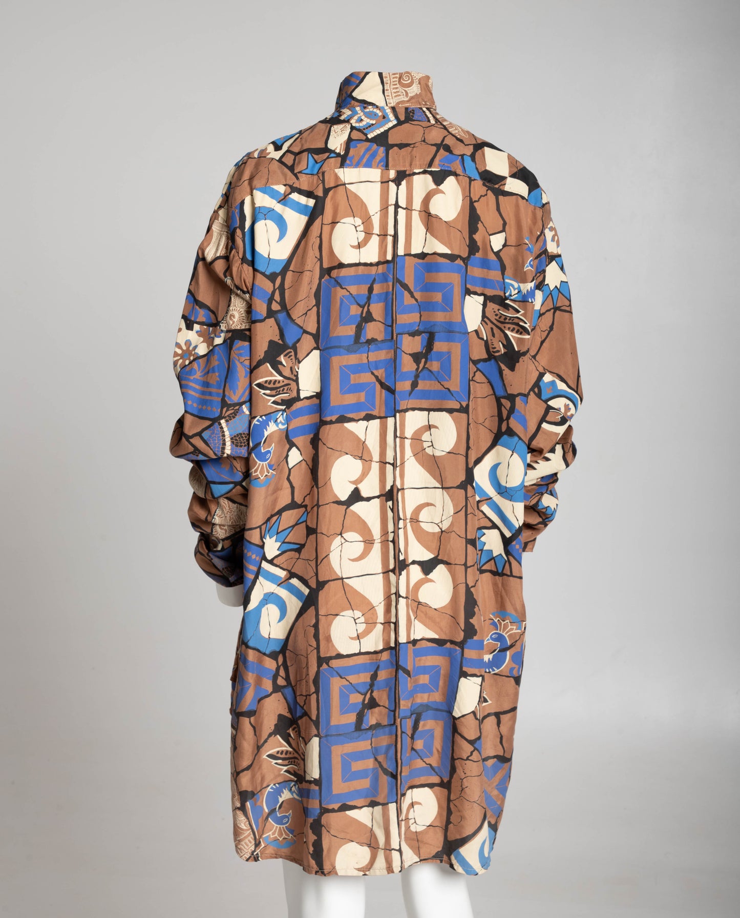 English Eccentrics 1985 'Gaudi' Mosaic Print Silk Oversize Shirt