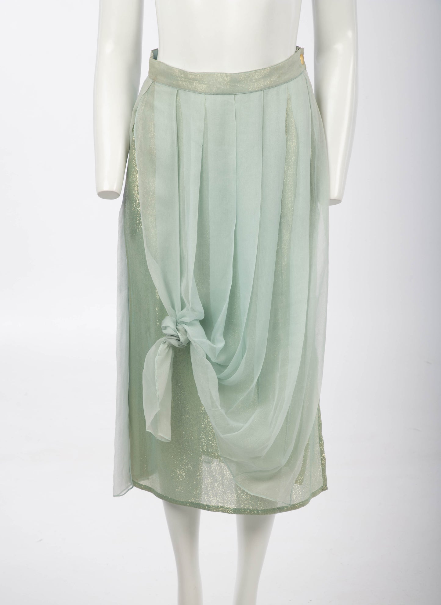 Popy Moreni Shimmery Pale Blue Silk Skirt