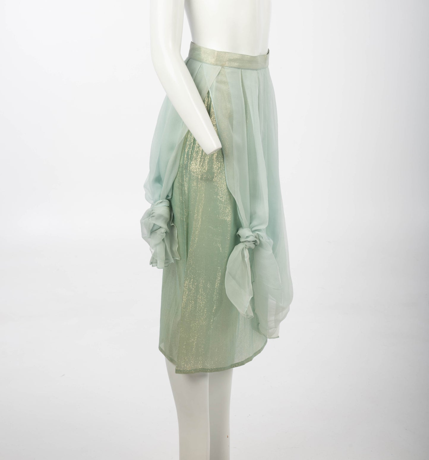 Popy Moreni Shimmery Pale Blue Silk Skirt