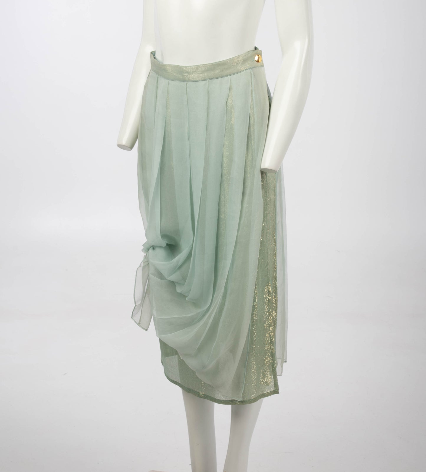 Popy Moreni Shimmery Pale Blue Silk Skirt