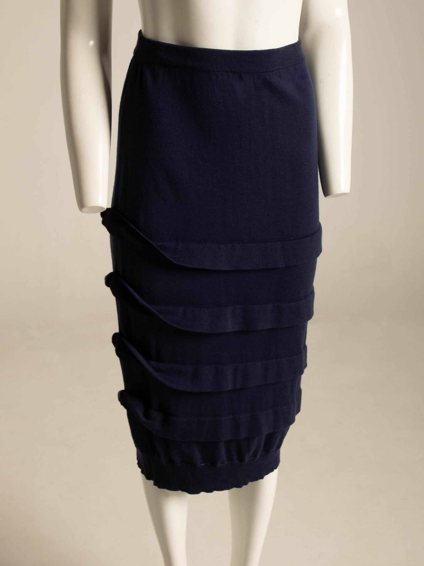 Richmond Cornejo 3D Navy Ribbed Wool Skirt