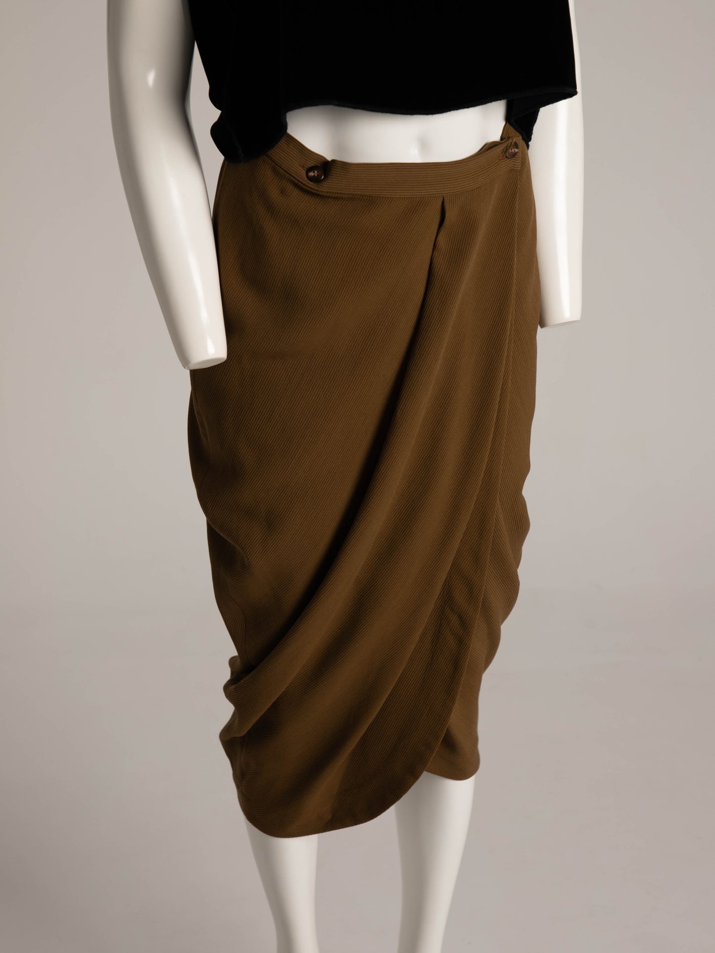 Tráfico de Modas Khaki Cocoon Wrap Skirt