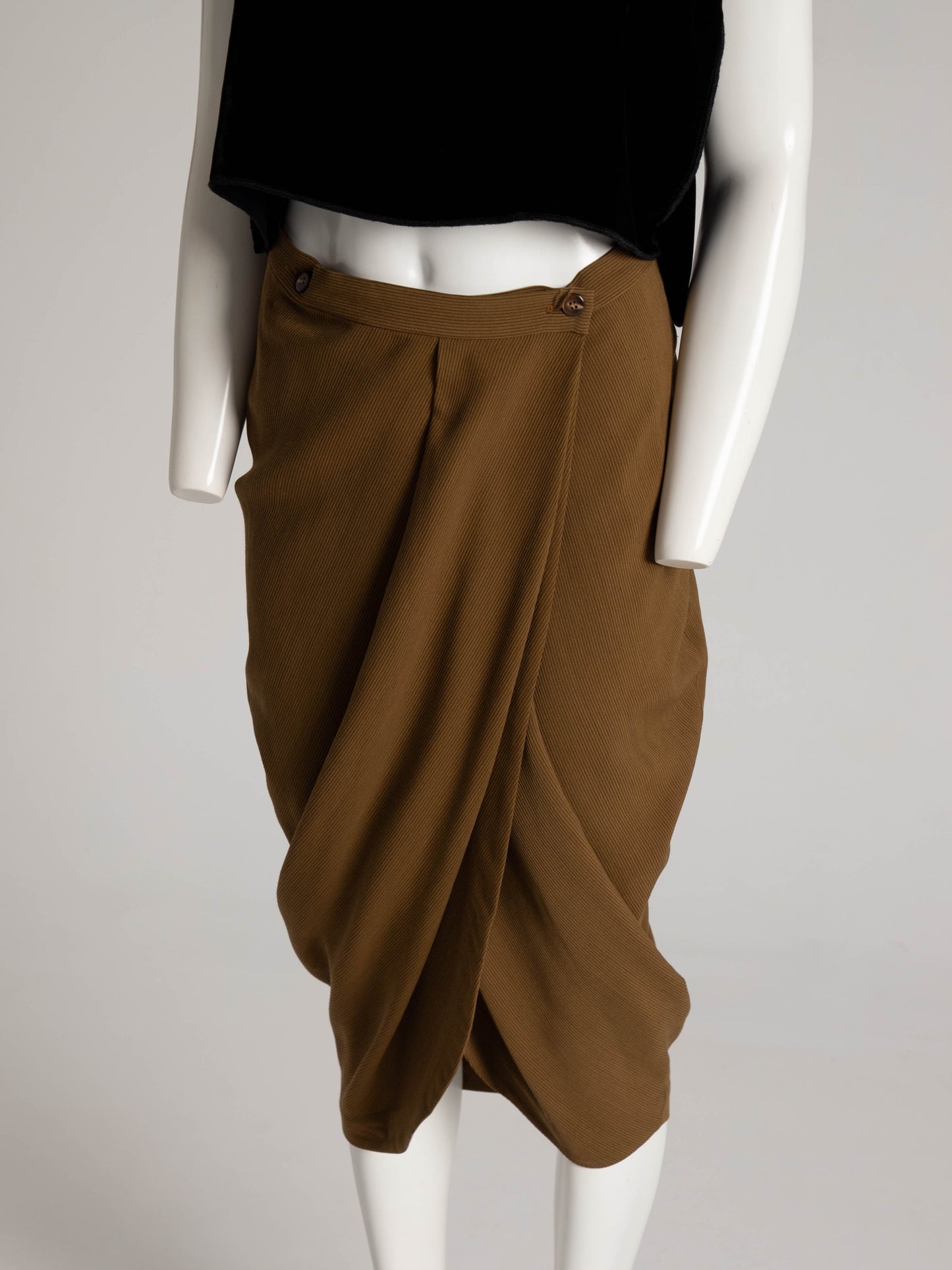 Tráfico de Modas Khaki Cocoon Wrap Skirt