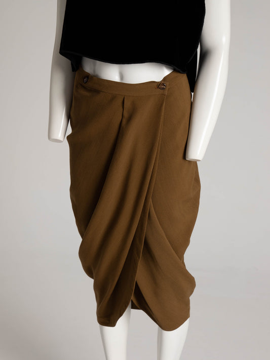 Tráfico de Modas Khaki Cocoon Wrap Skirt