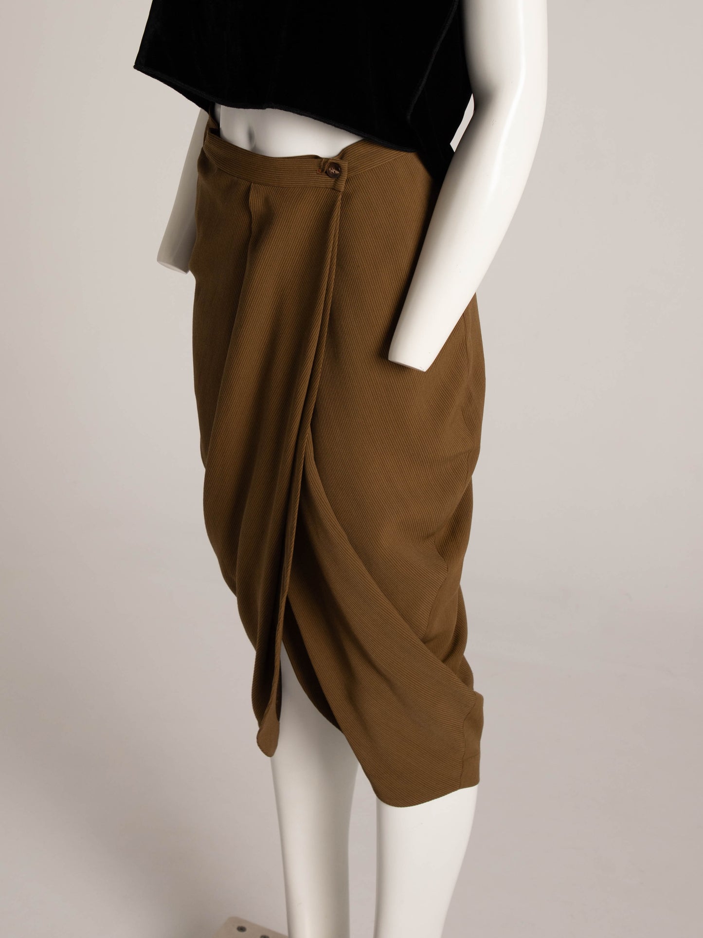Tráfico de Modas Khaki Cocoon Wrap Skirt
