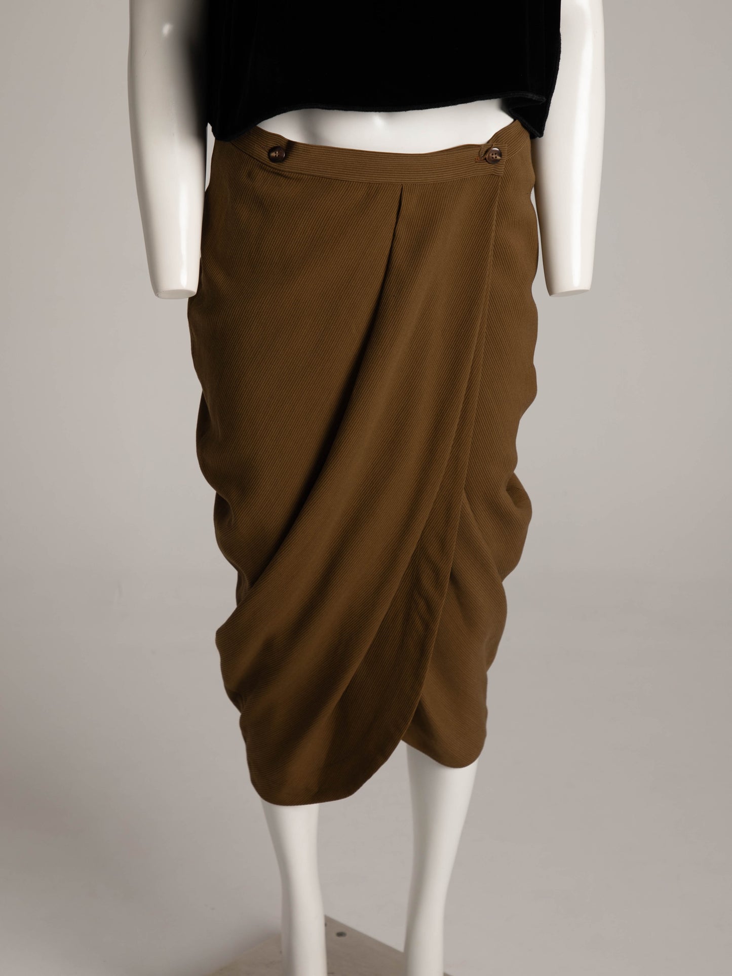 Tráfico de Modas Khaki Cocoon Wrap Skirt
