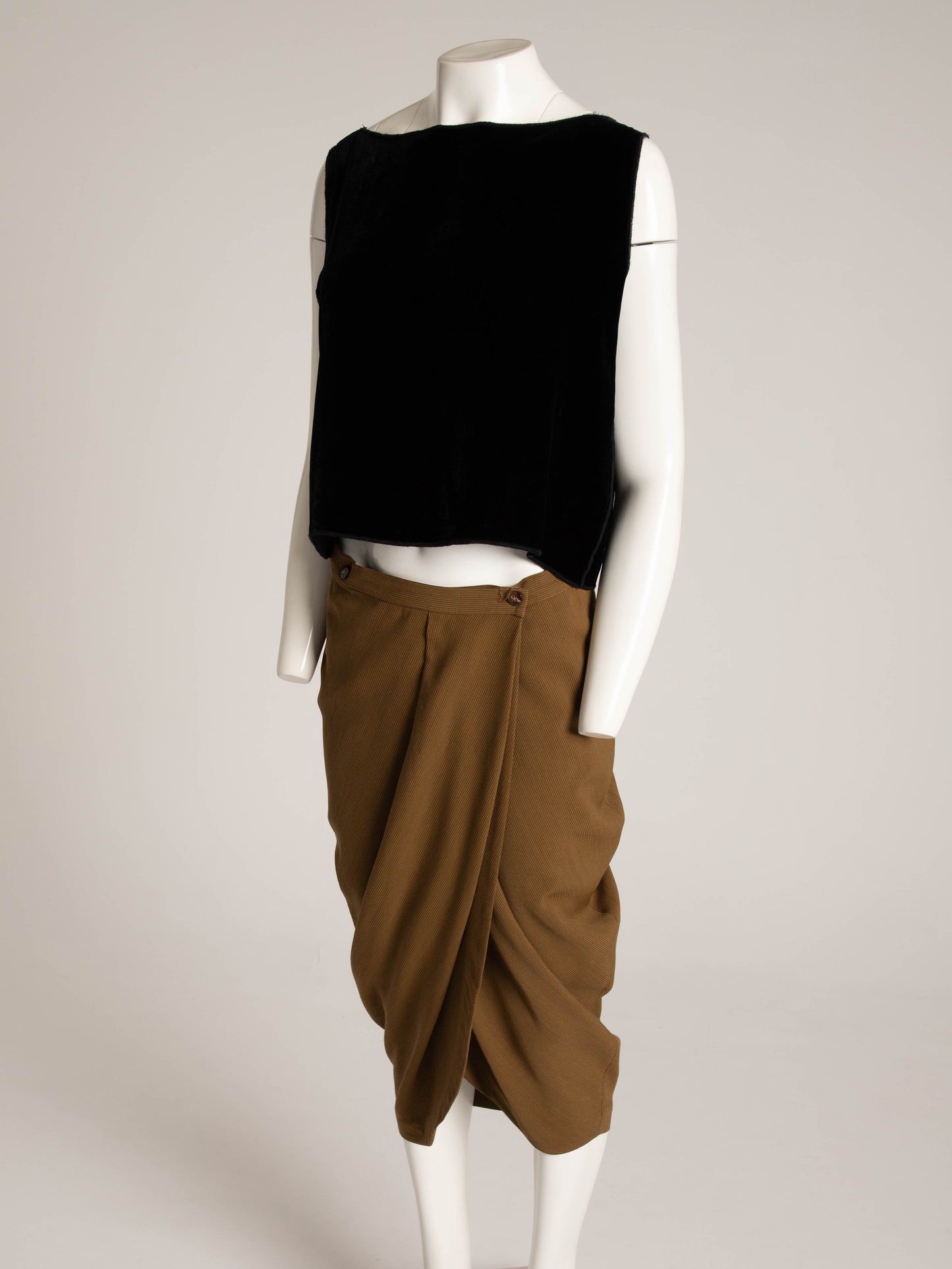 Tráfico de Modas Khaki Cocoon Wrap Skirt
