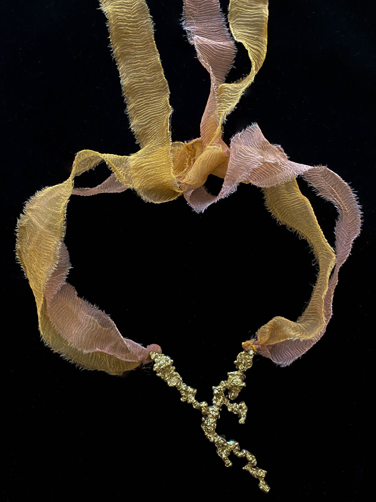 Elizaveta Alyson Rubin Sea Foam Entrails on Peach Silk Ribbon