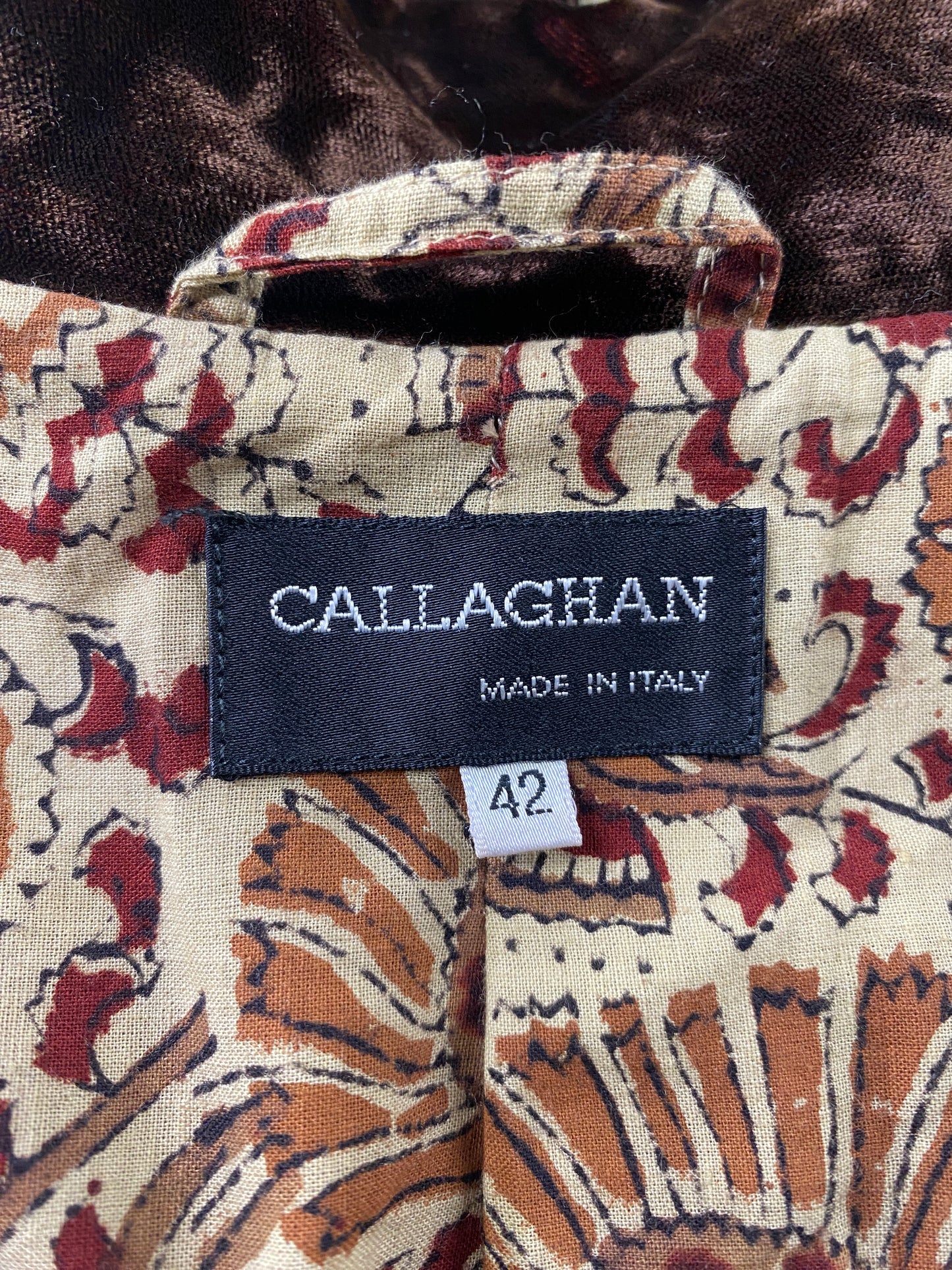 Callaghan Romeo Gigli Era 1994 Brown Velvet Blazer