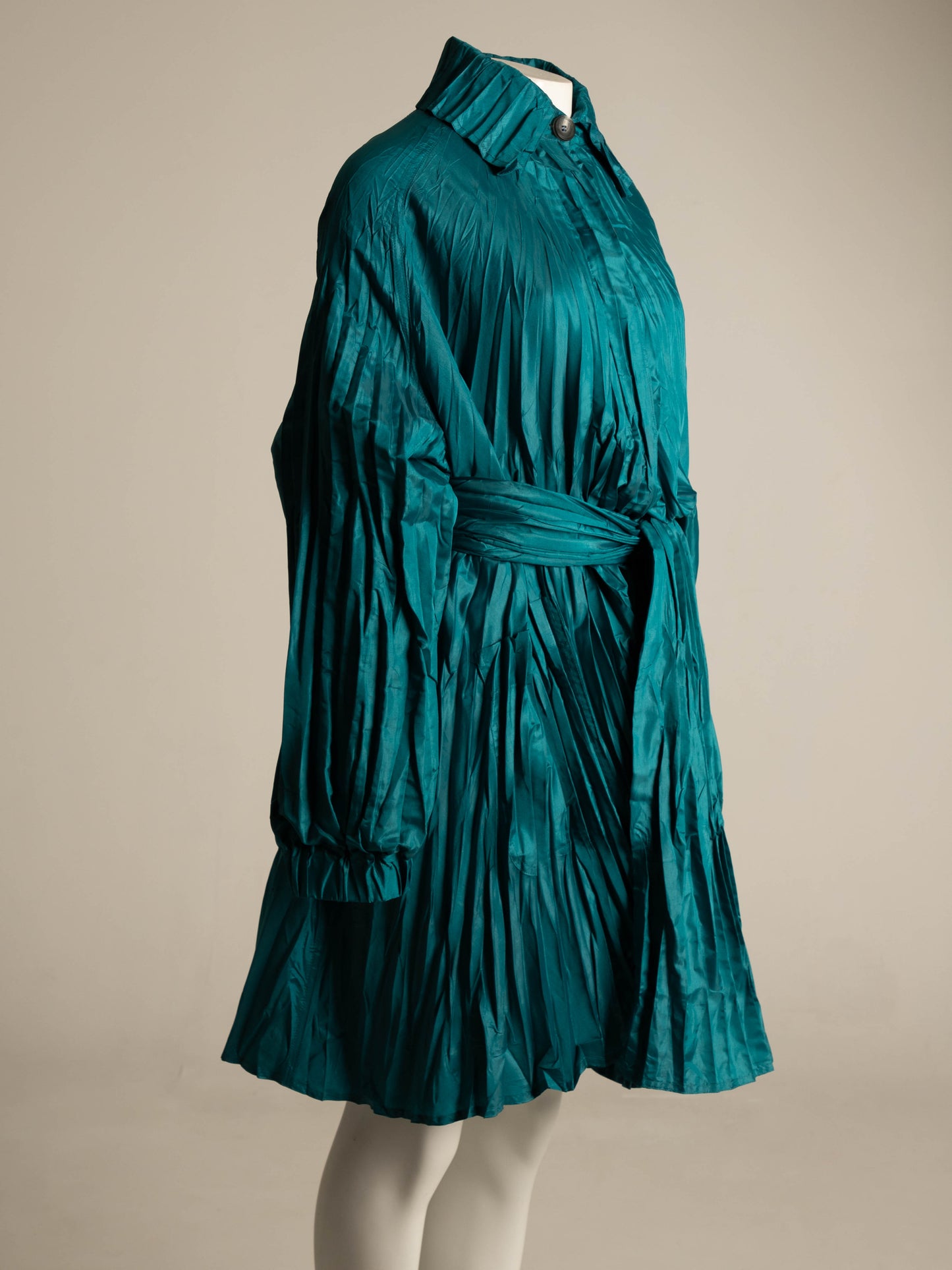 Romeo Gigli G Gigli Teal Pleated Windcoat