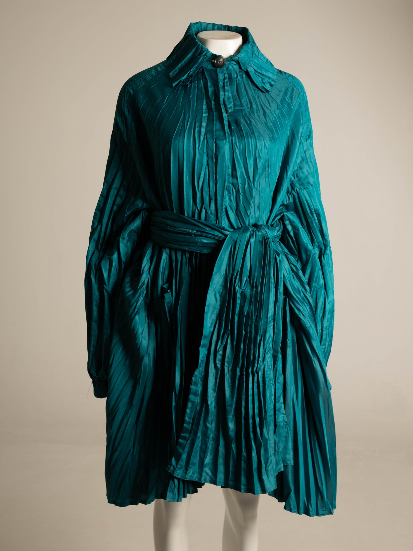 Romeo Gigli G Gigli Teal Pleated Windcoat