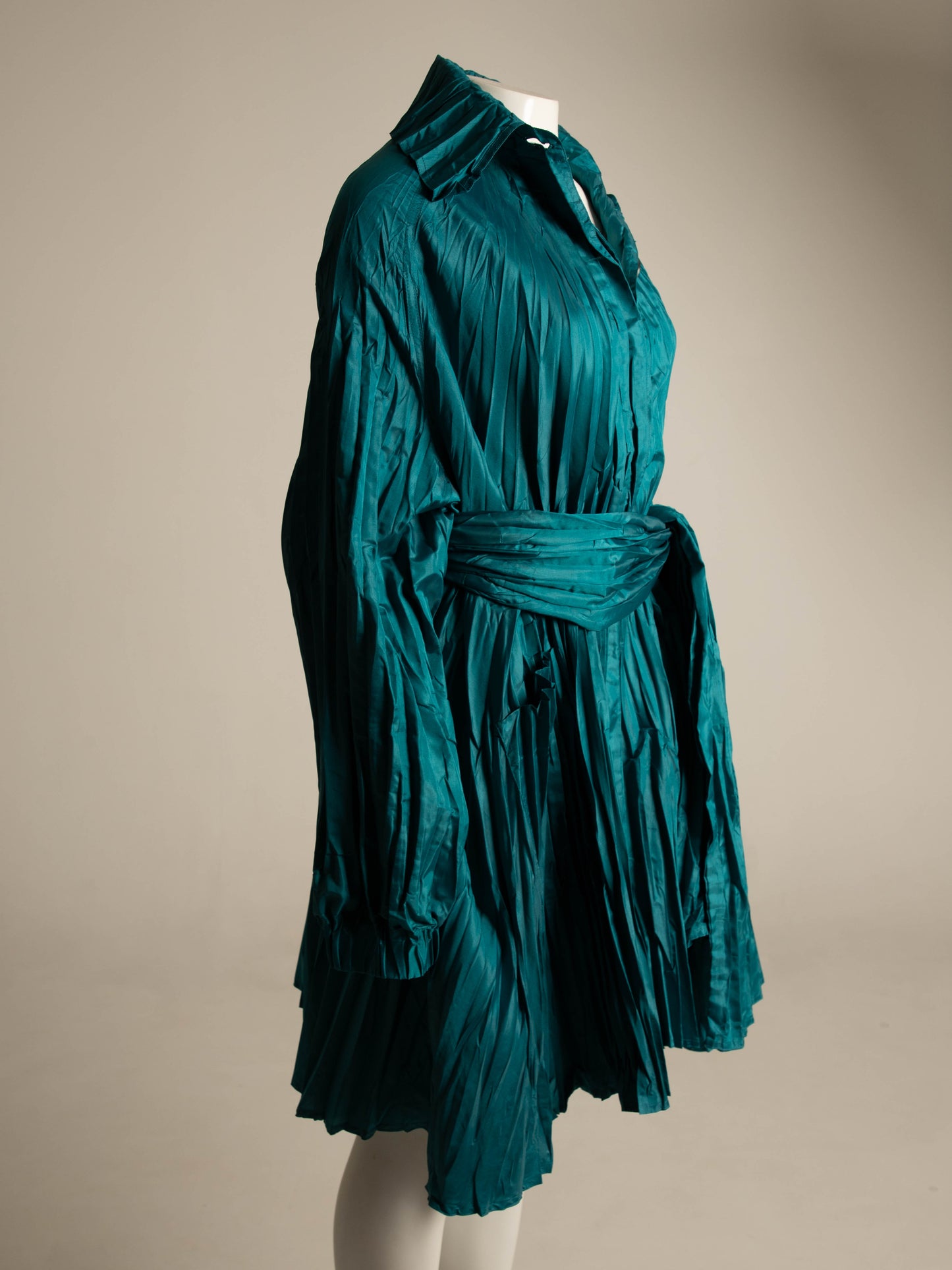 Romeo Gigli G Gigli Teal Pleated Windcoat