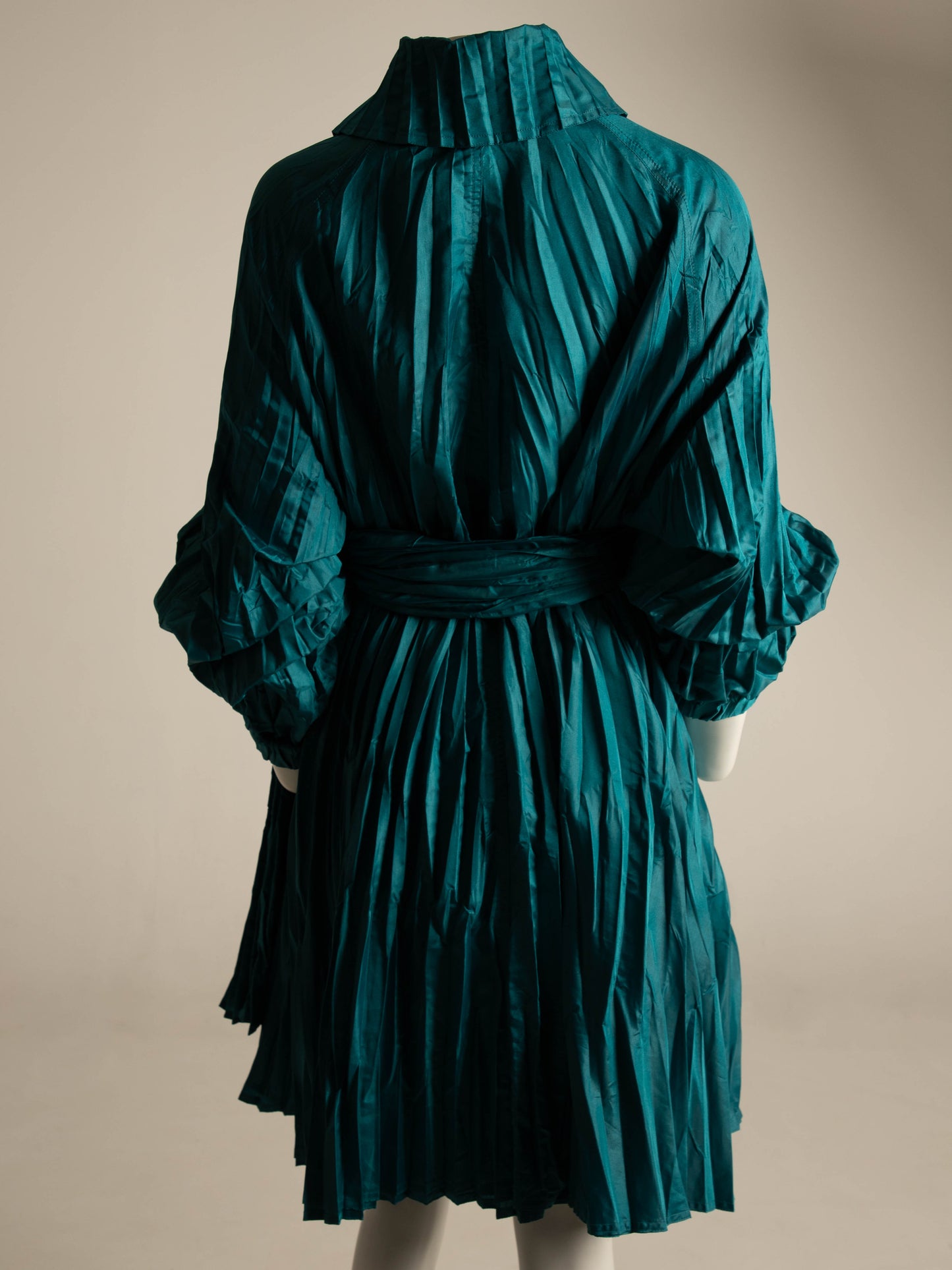 Romeo Gigli G Gigli Teal Pleated Windcoat