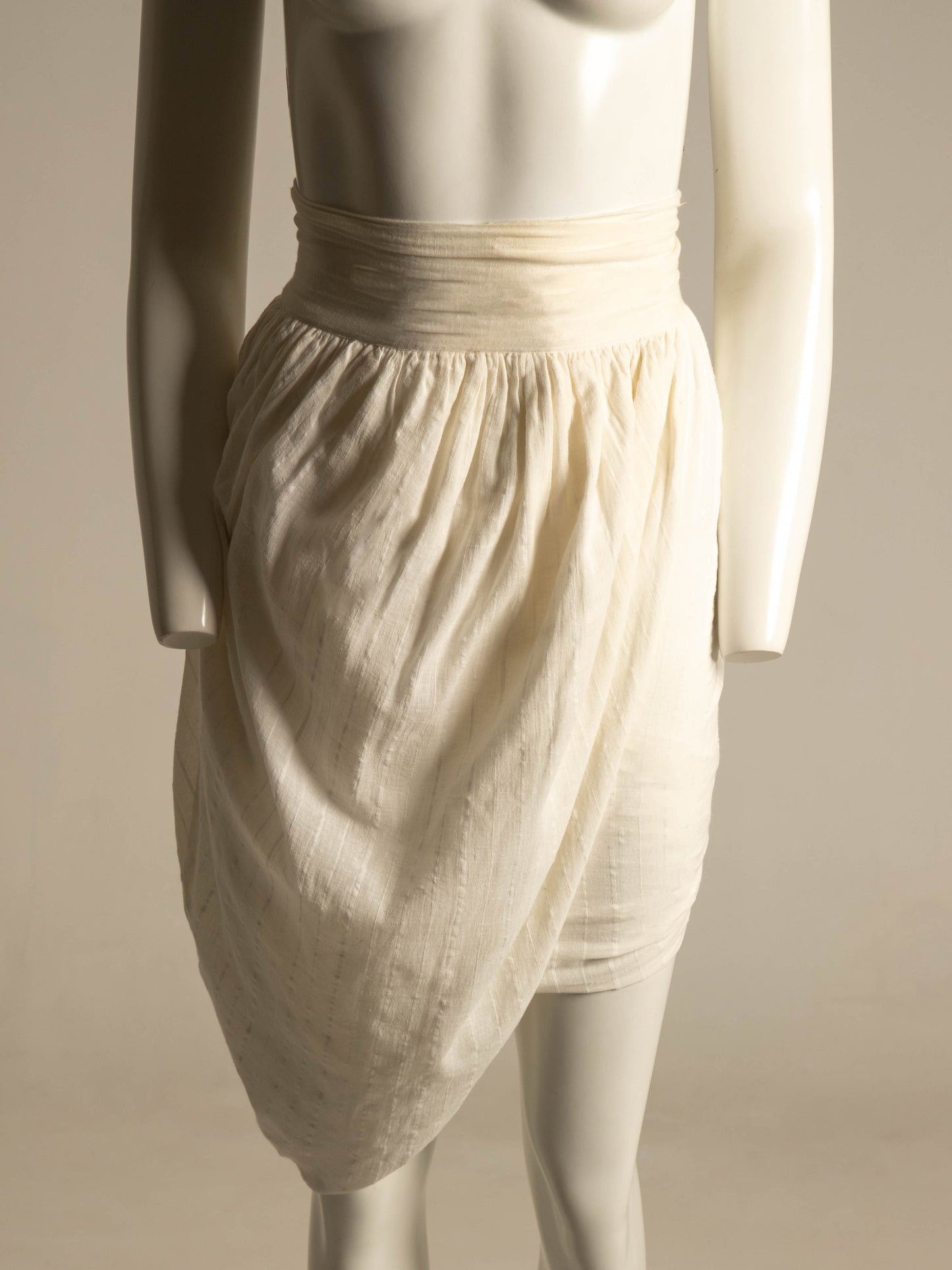 Romeo Gigli Creamy White Linen Layered Cocoon Skirt