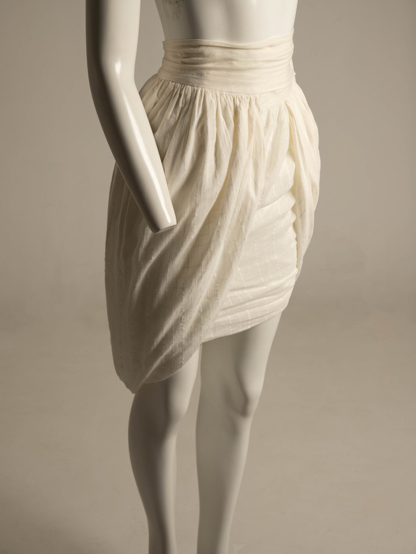 Romeo Gigli Creamy White Linen Layered Cocoon Skirt