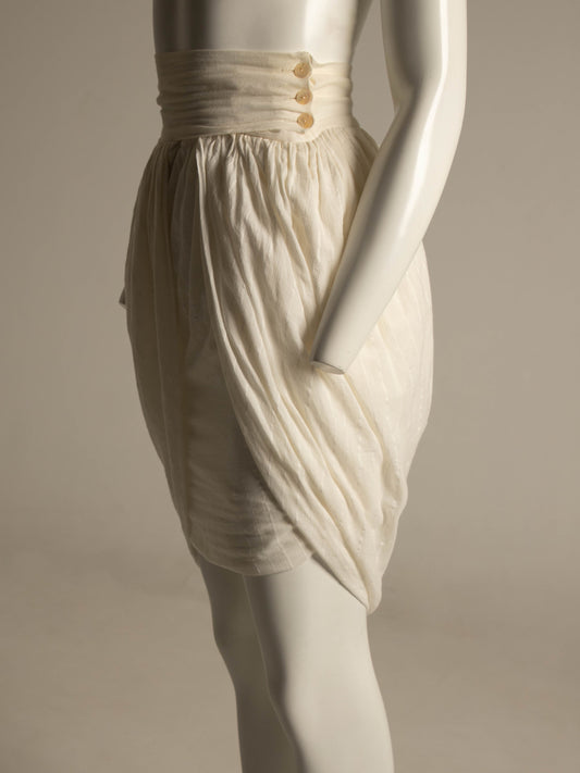 Romeo Gigli Creamy White Linen Layered Cocoon Skirt