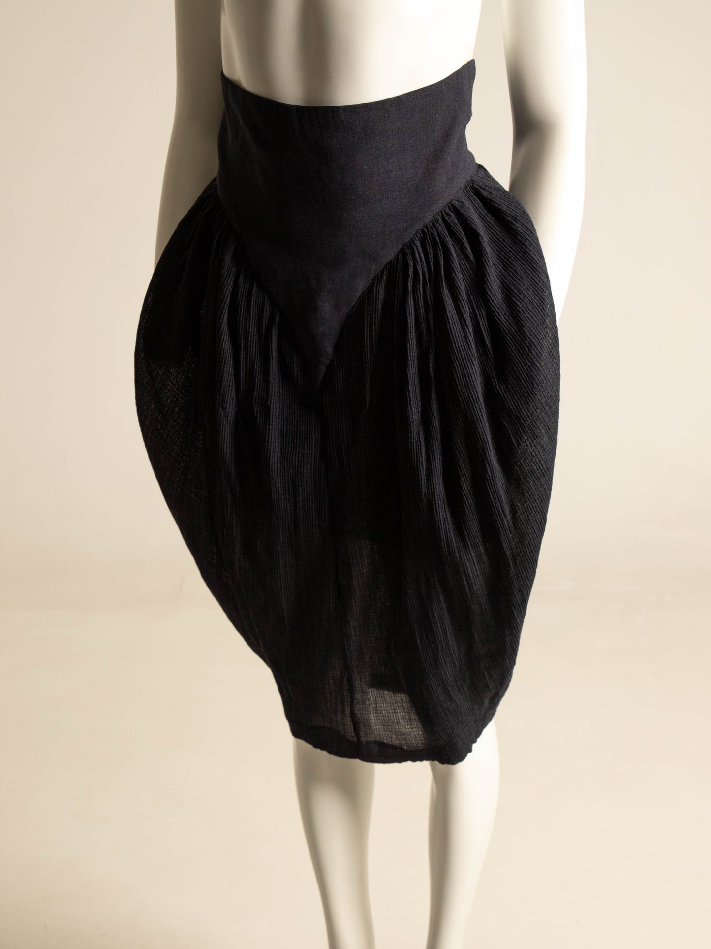 Romeo Gigli 1987 Dark Grey Plissé Cocoon Skirt