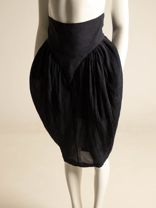 Romeo Gigli 1987 Dark Grey Plissé Cocoon Skirt