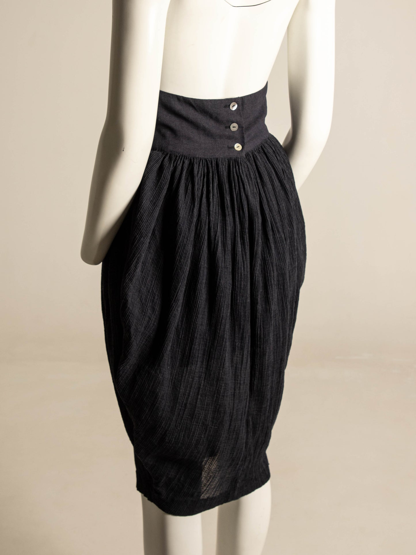 Romeo Gigli 1987 Dark Grey Plissé Cocoon Skirt