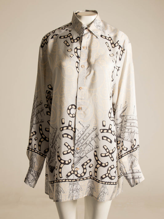 English Eccentrics A/W 1984 Palmistry Print Silk Shirt