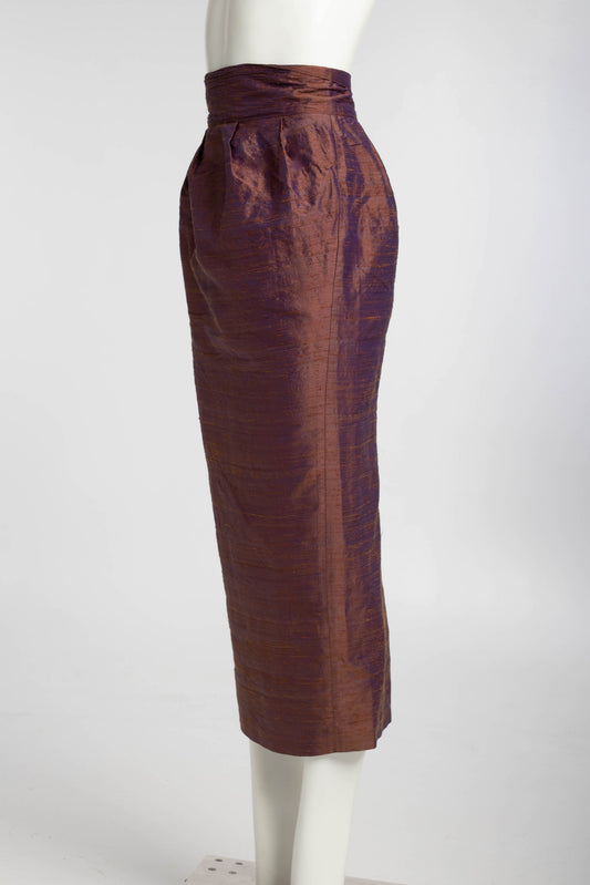 Romeo Gigli Iridescent Purple Silk Dupoini Skirt