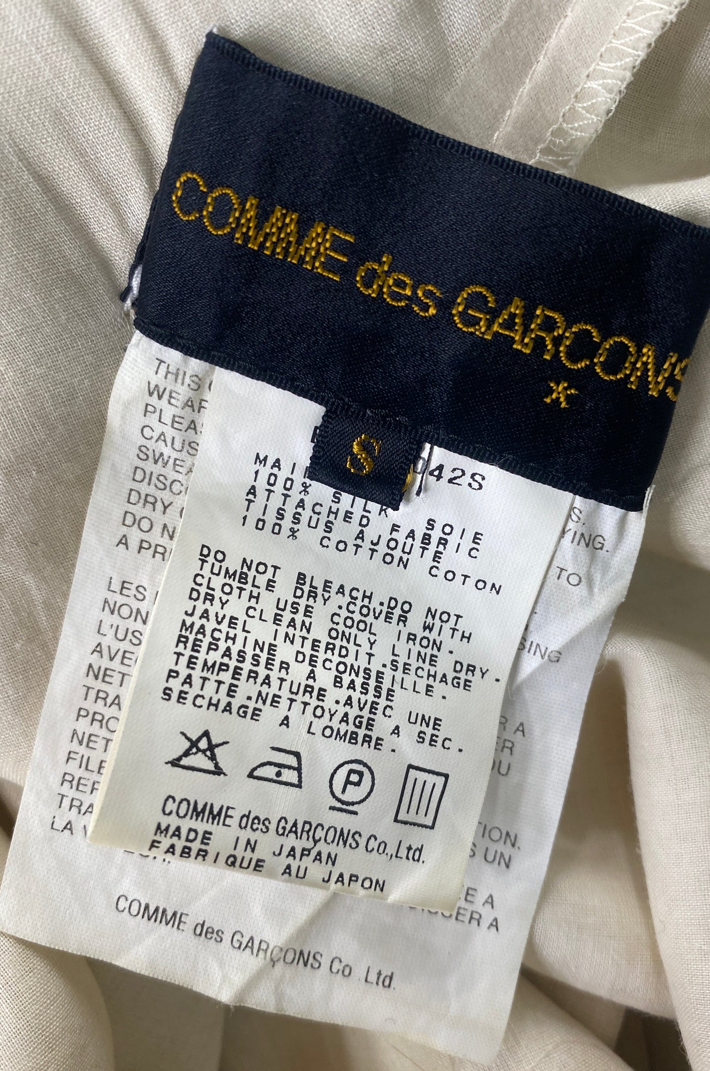 Comme des Garçons A/W 1997 Cream Silk and Cotton Voile Dress