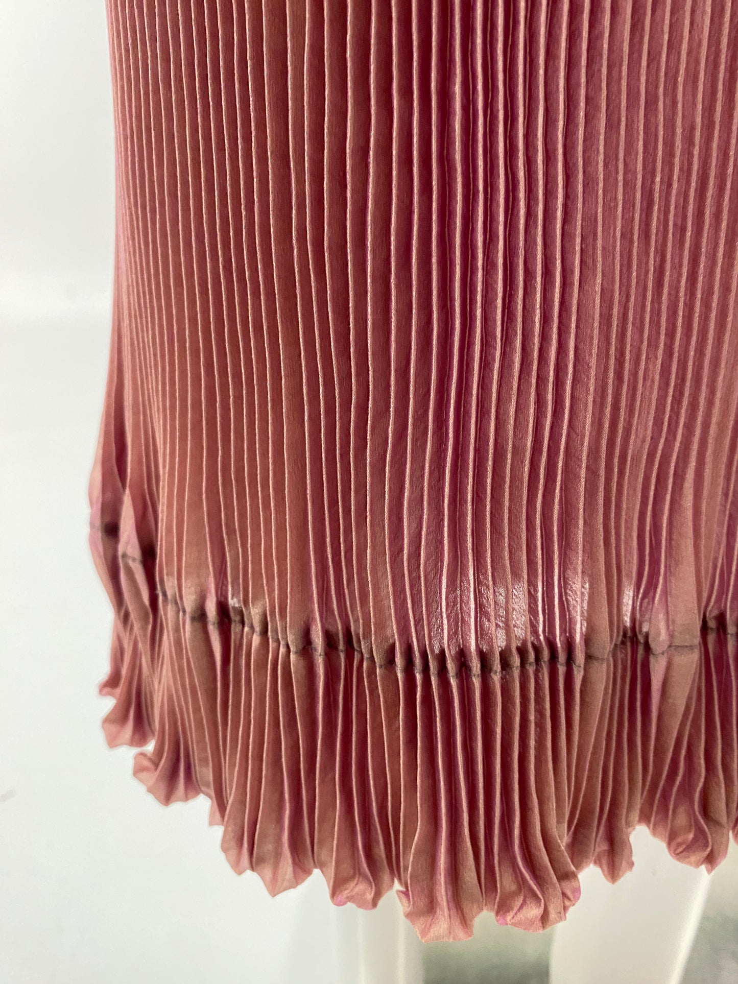 Lilith Iridescent Pink Pleated Long Skirt