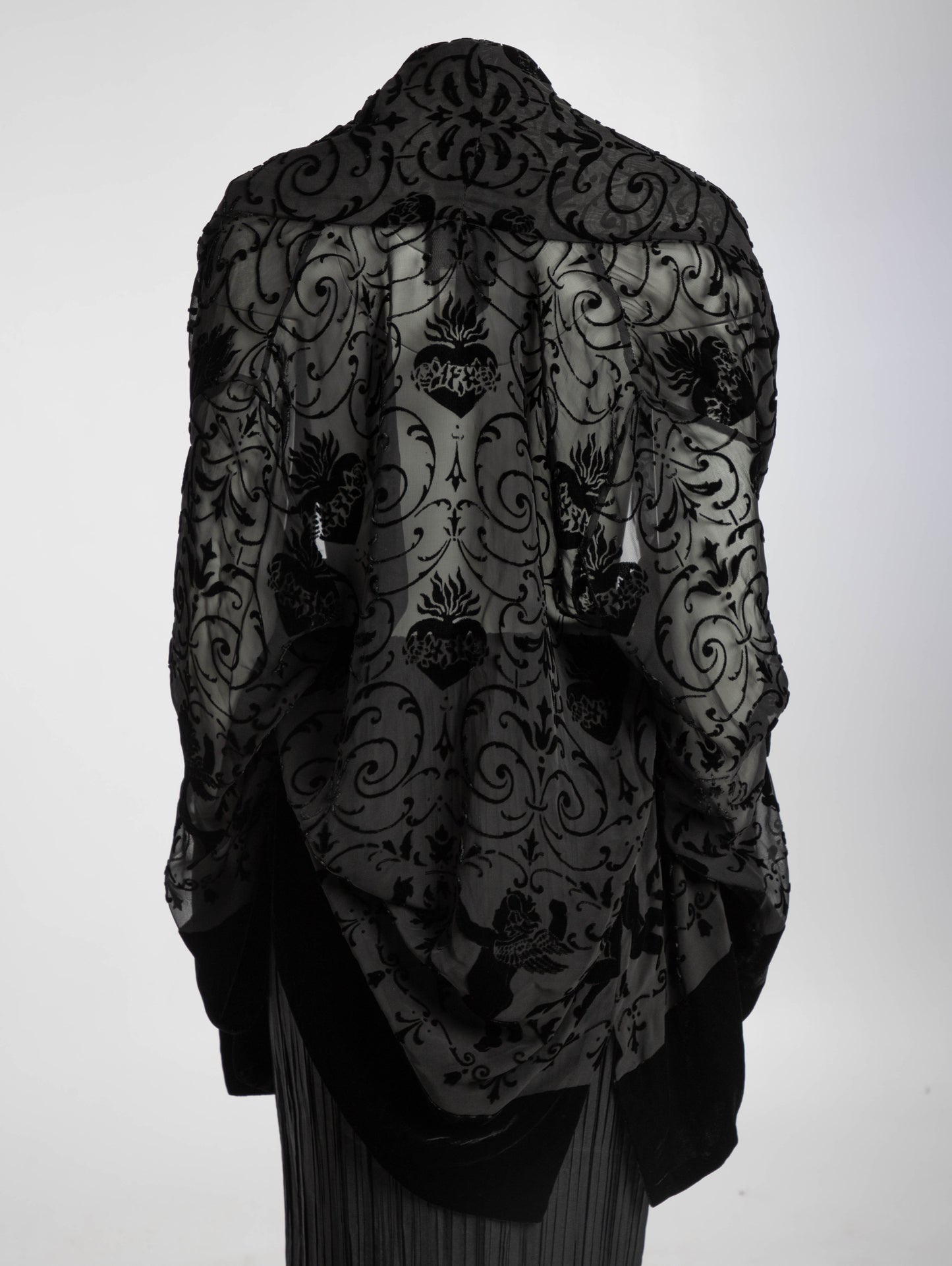 English Eccentrics Black Velvet Devore Baroque Duster Jacket