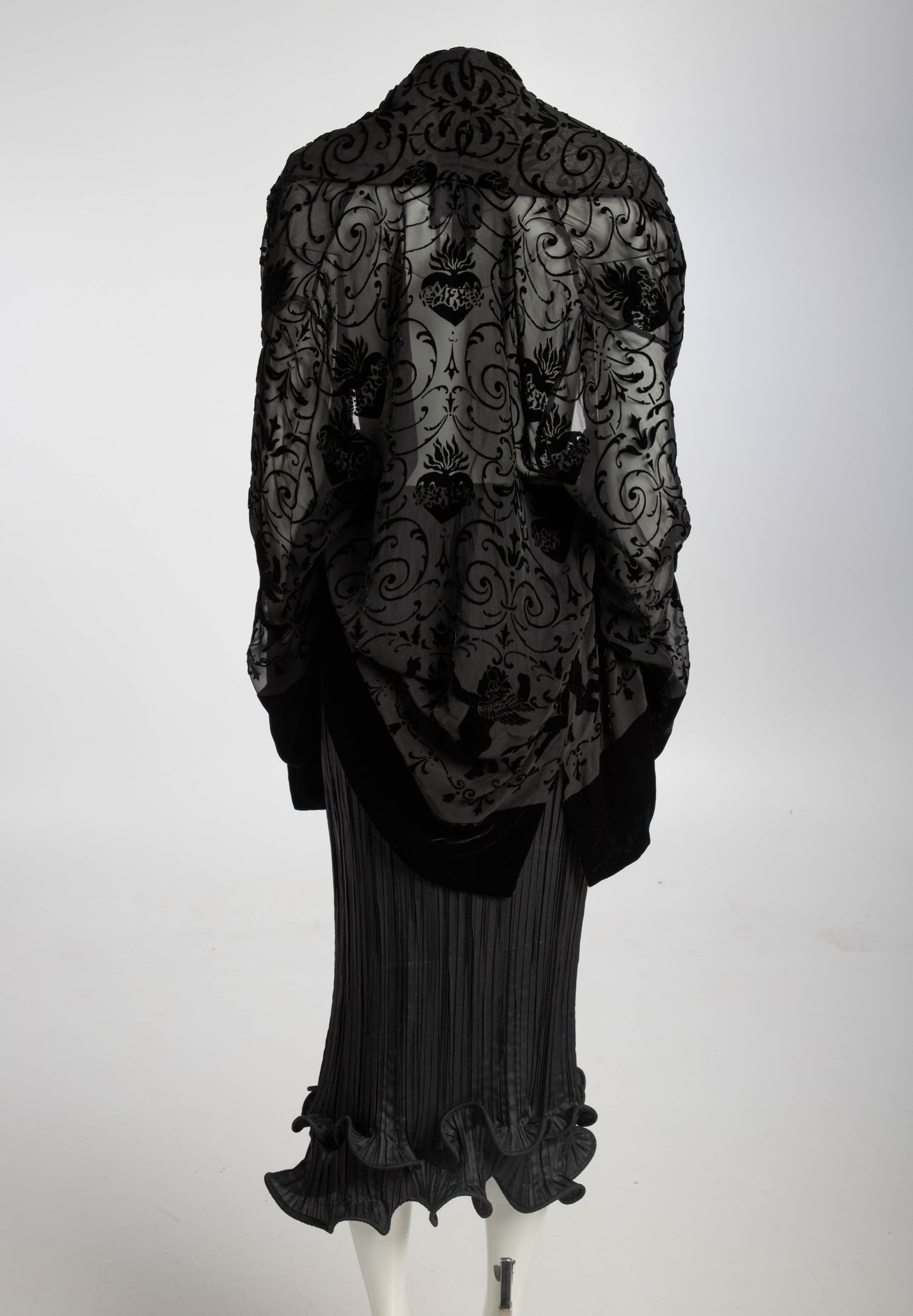 English Eccentrics Black Velvet Devore Baroque Duster Jacket