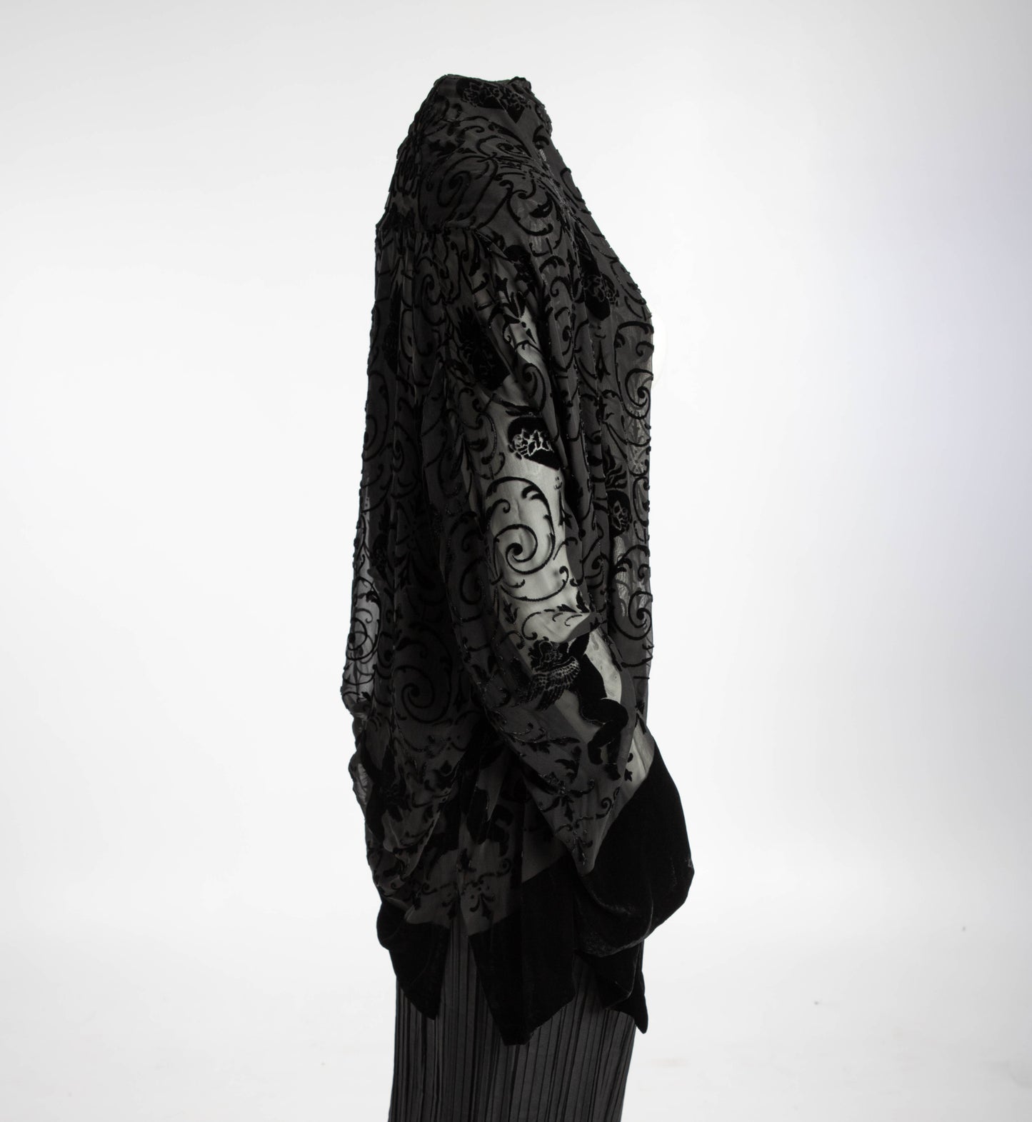 English Eccentrics Black Velvet Devore Baroque Duster Jacket