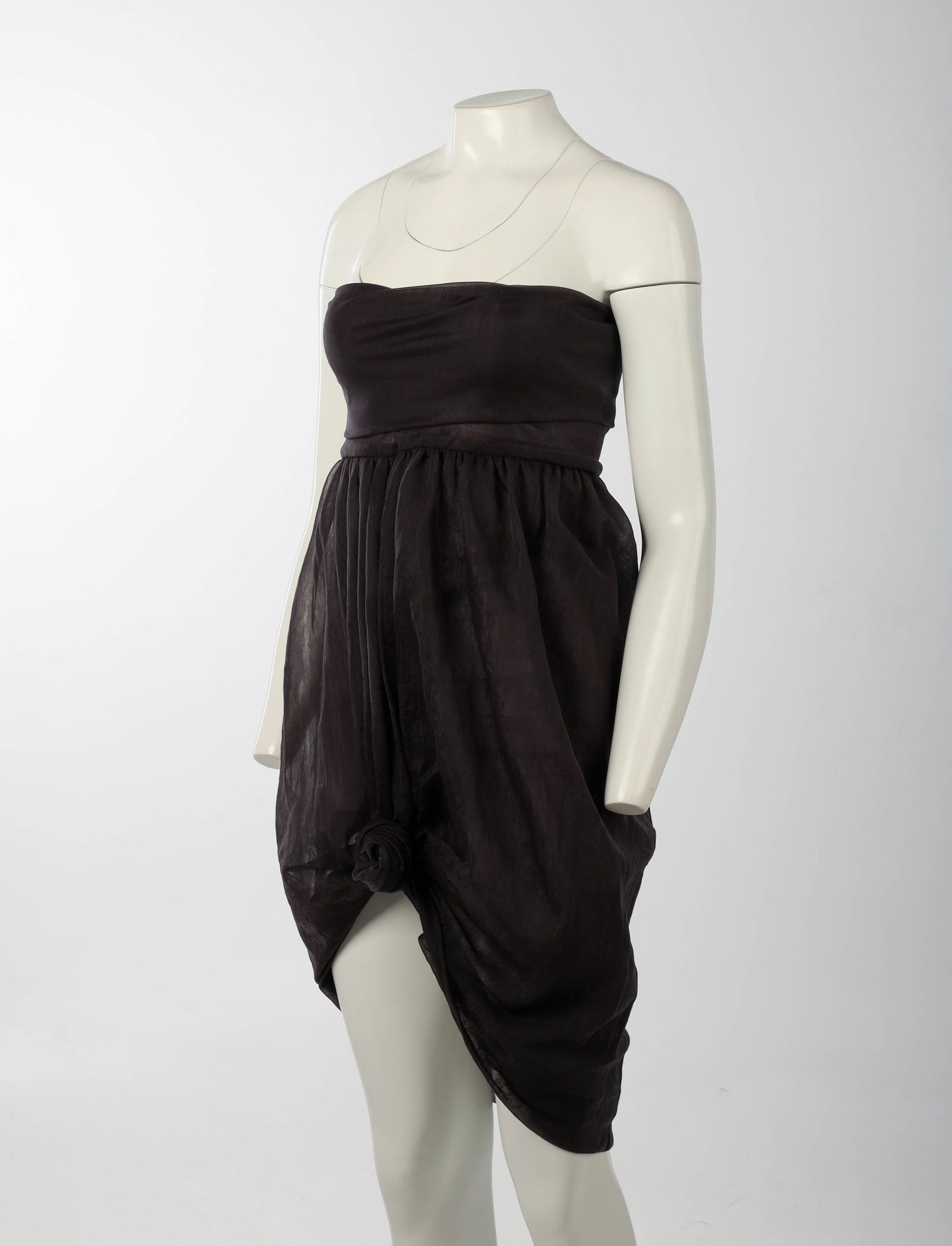 Romeo Gigli Purple Strapless Flower Bud Cocoon Dress Circa 1980s