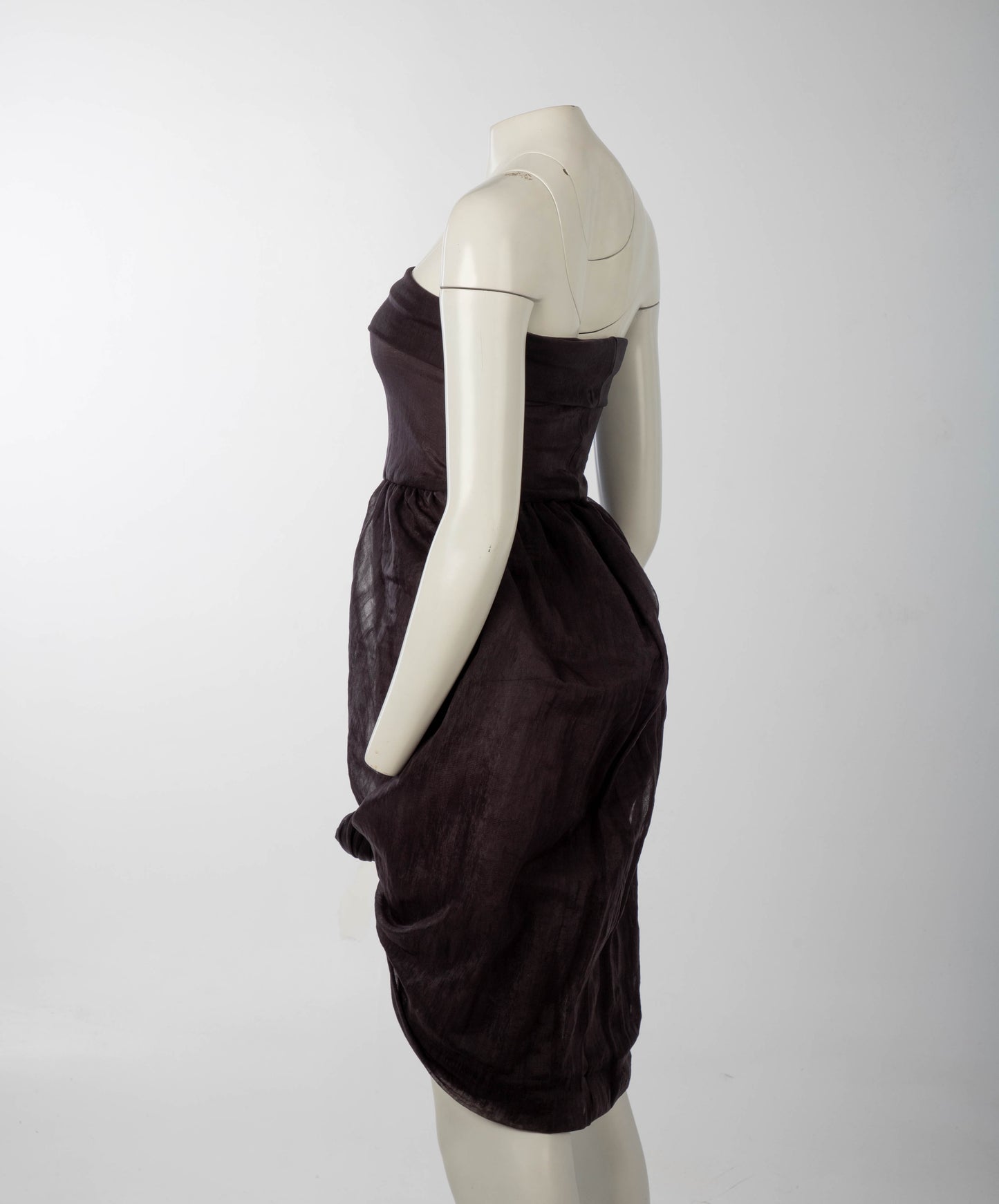 Romeo Gigli Purple Strapless Flower Bud Cocoon Dress Circa 1980s