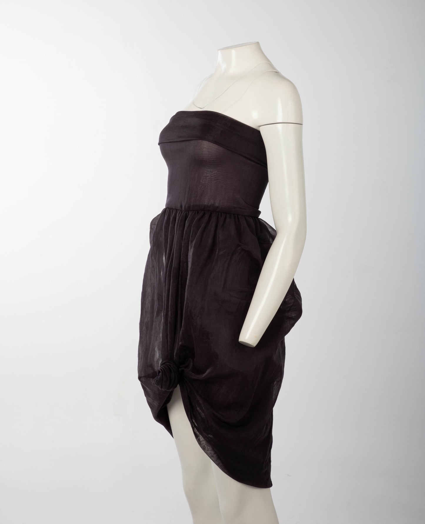 Romeo Gigli Purple Strapless Flower Bud Cocoon Dress Circa 1980s