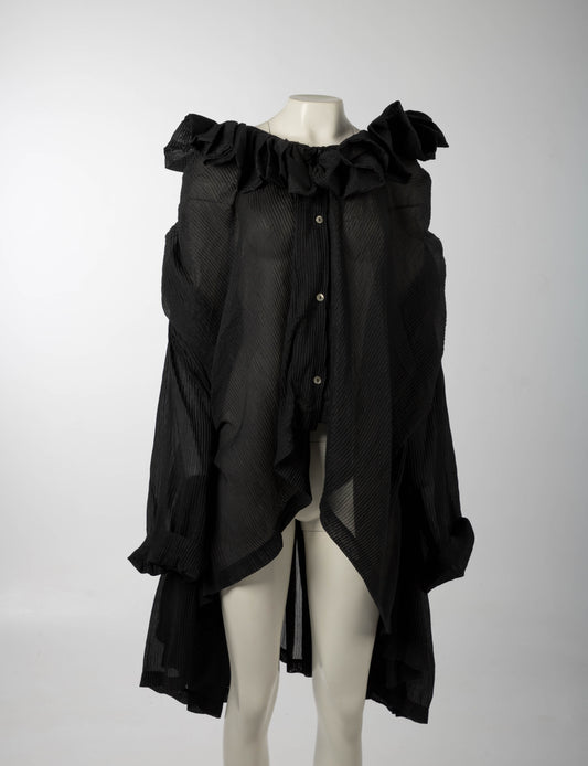 Romeo Gigli S/S 1990 Black Pleated Poet Blouse