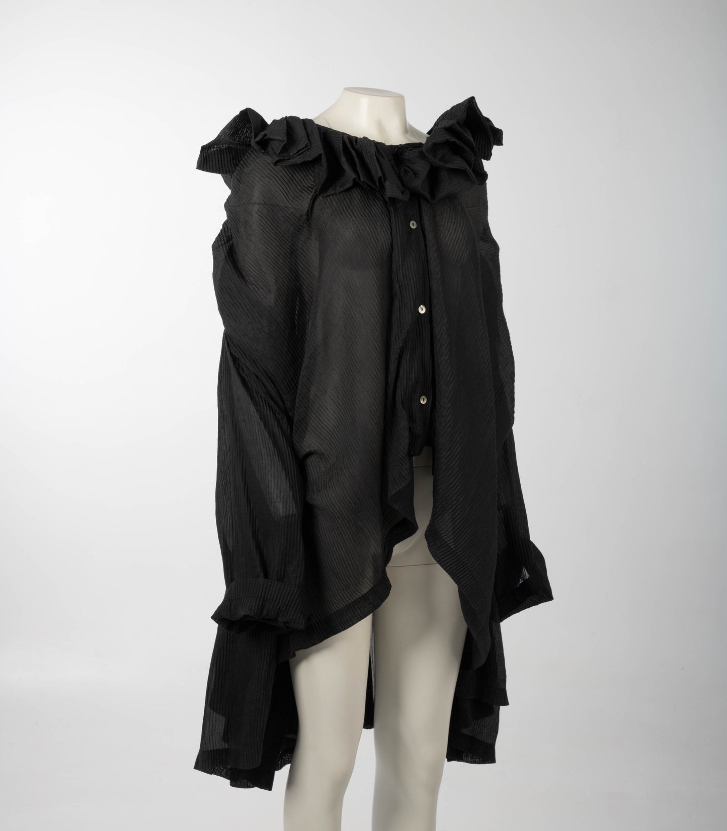 Romeo Gigli S/S 1990 Black Pleated Poet Blouse