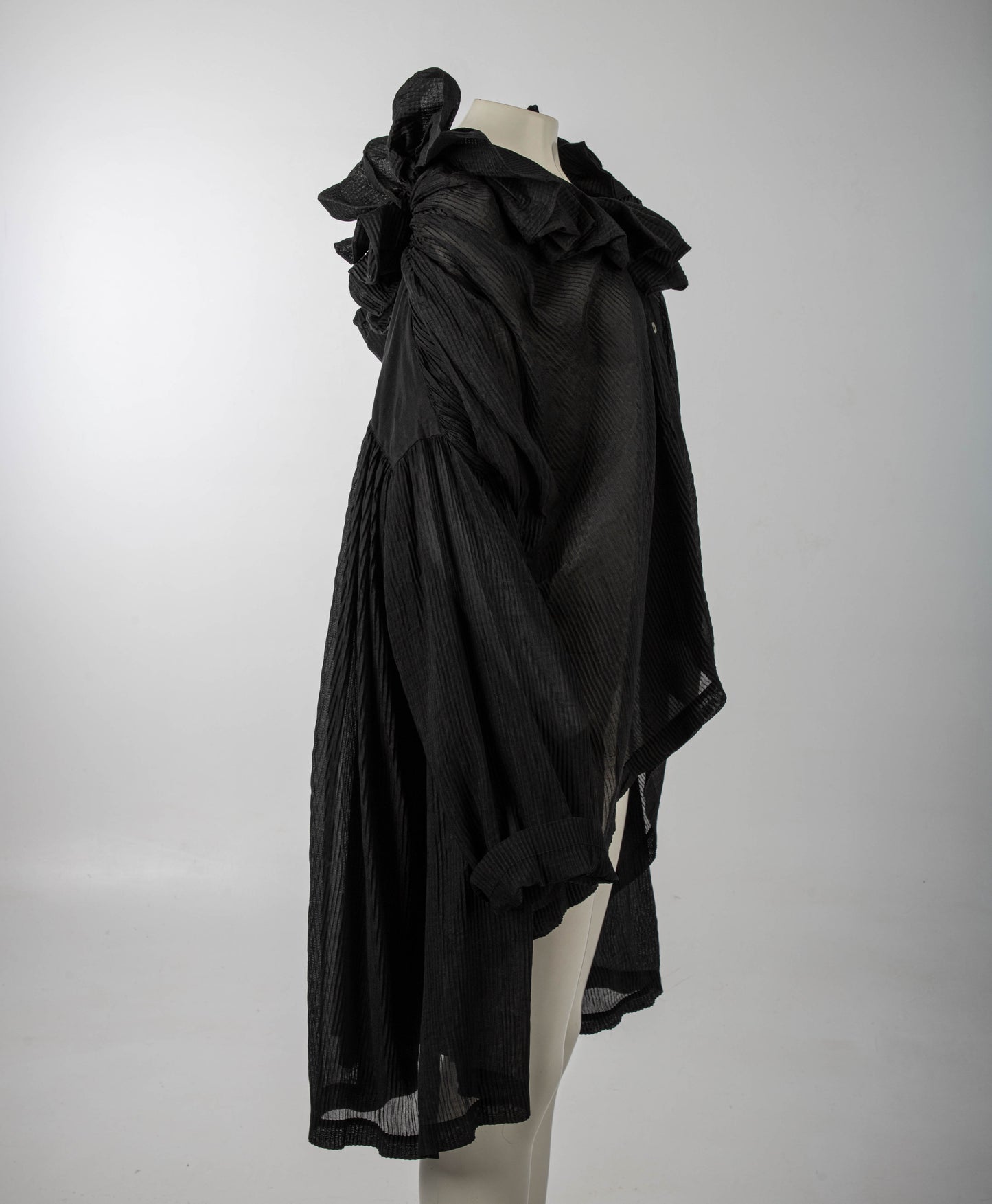 Romeo Gigli S/S 1990 Black Pleated Poet Blouse