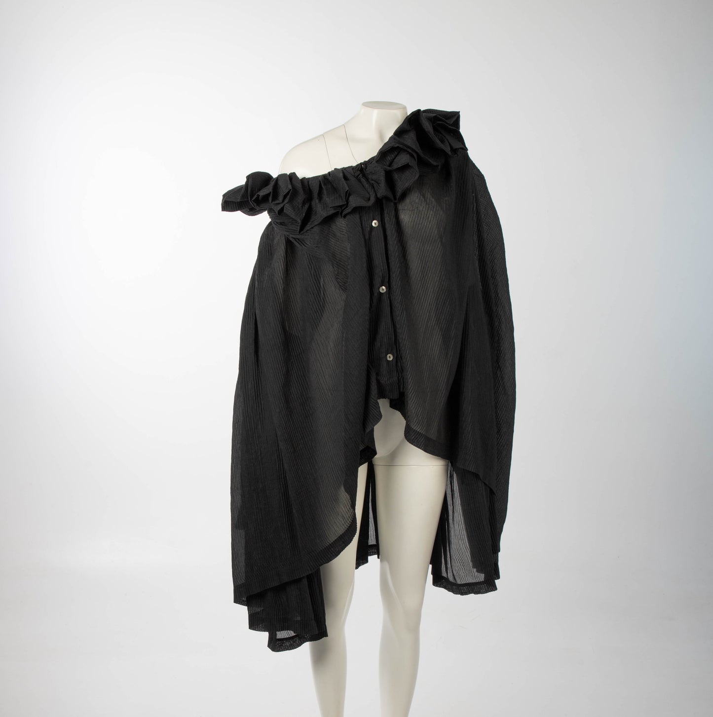 Romeo Gigli S/S 1990 Black Pleated Poet Blouse