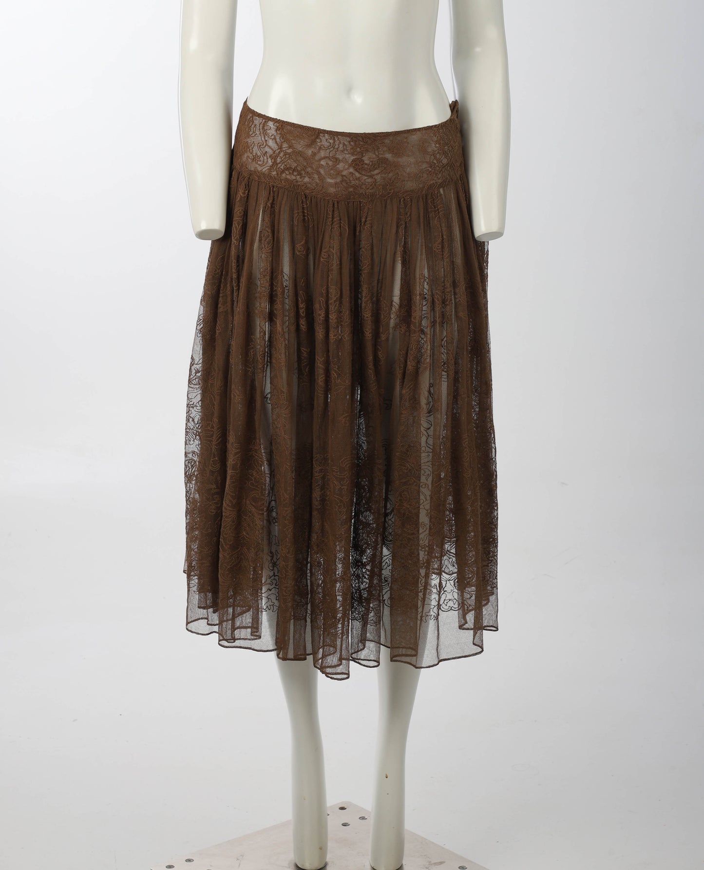 Callaghan Romeo Gigli Era Ethereal Brown Embroidered Mesh Skirt