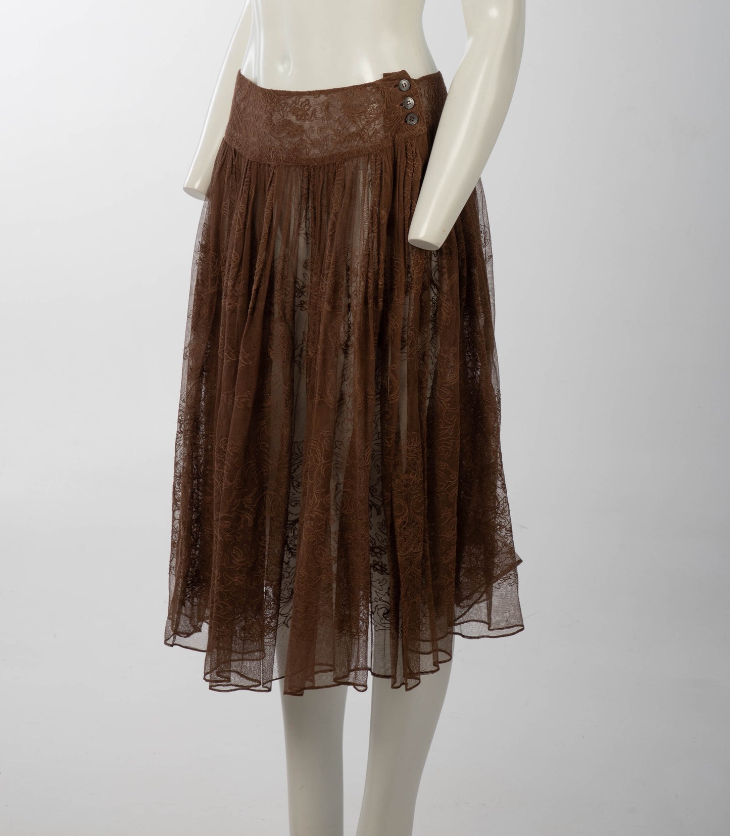 Callaghan Romeo Gigli Era Ethereal Brown Embroidered Mesh Skirt