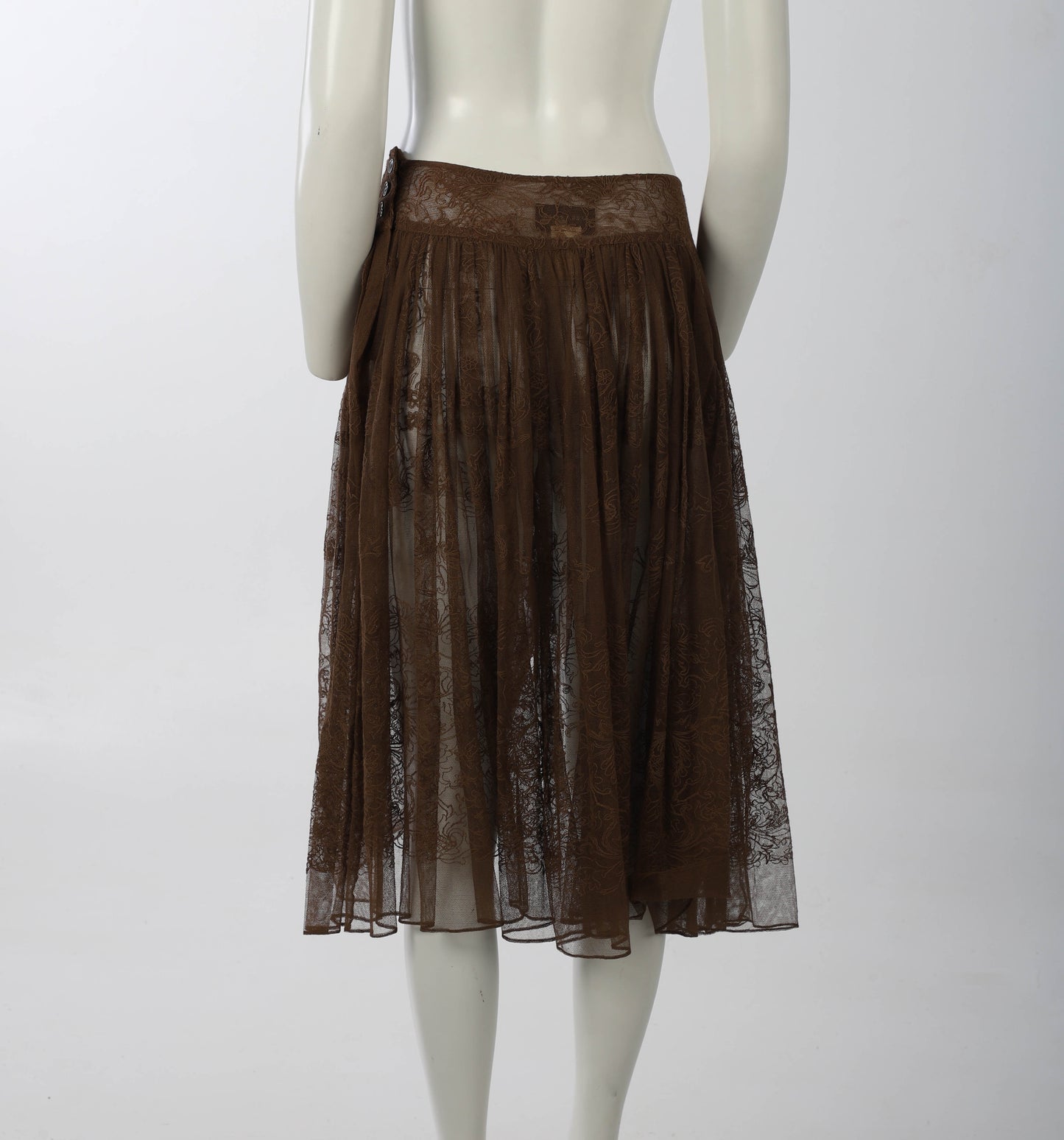 Callaghan Romeo Gigli Era Ethereal Brown Embroidered Mesh Skirt