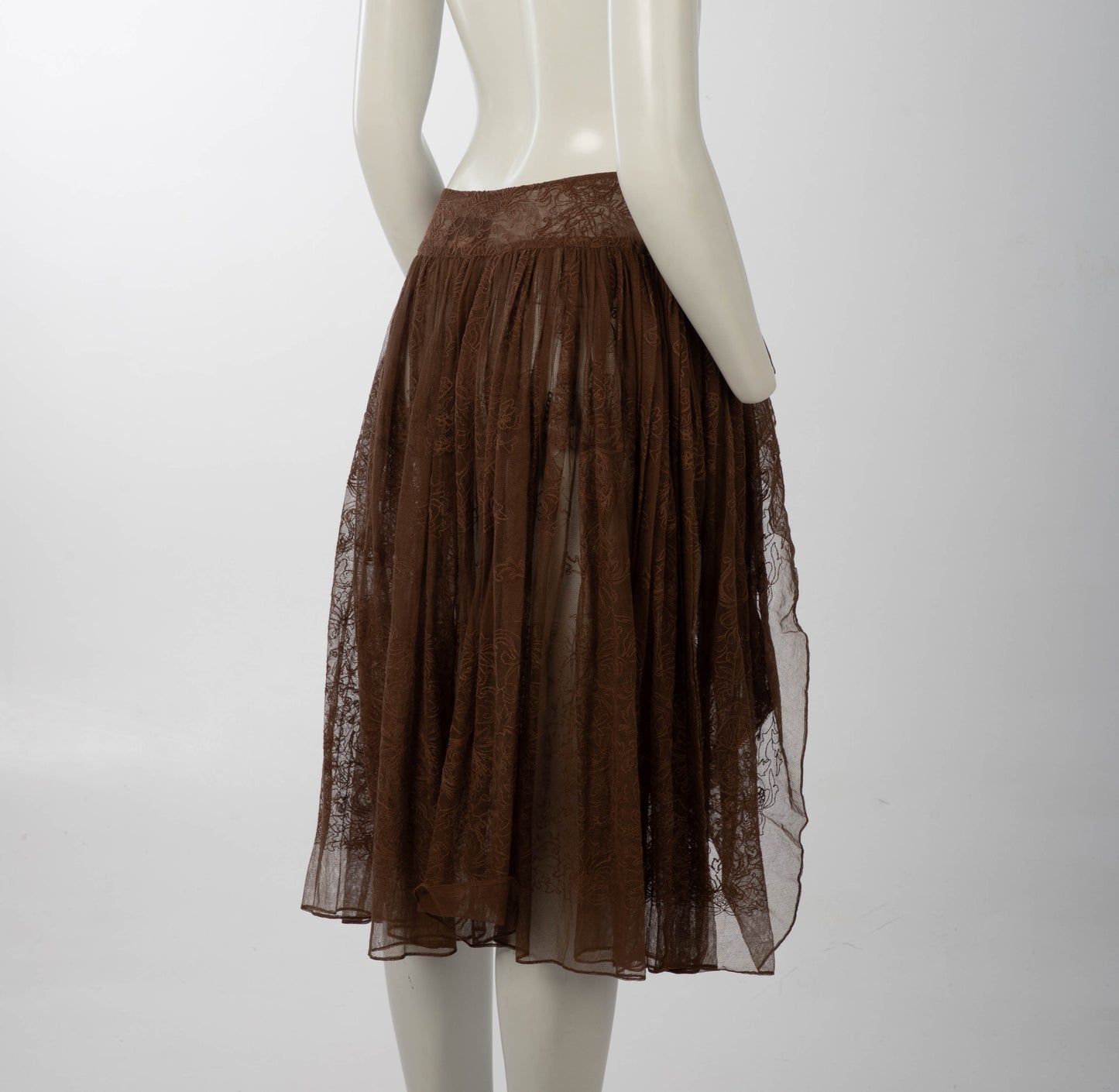 Callaghan Romeo Gigli Era Ethereal Brown Embroidered Mesh Skirt