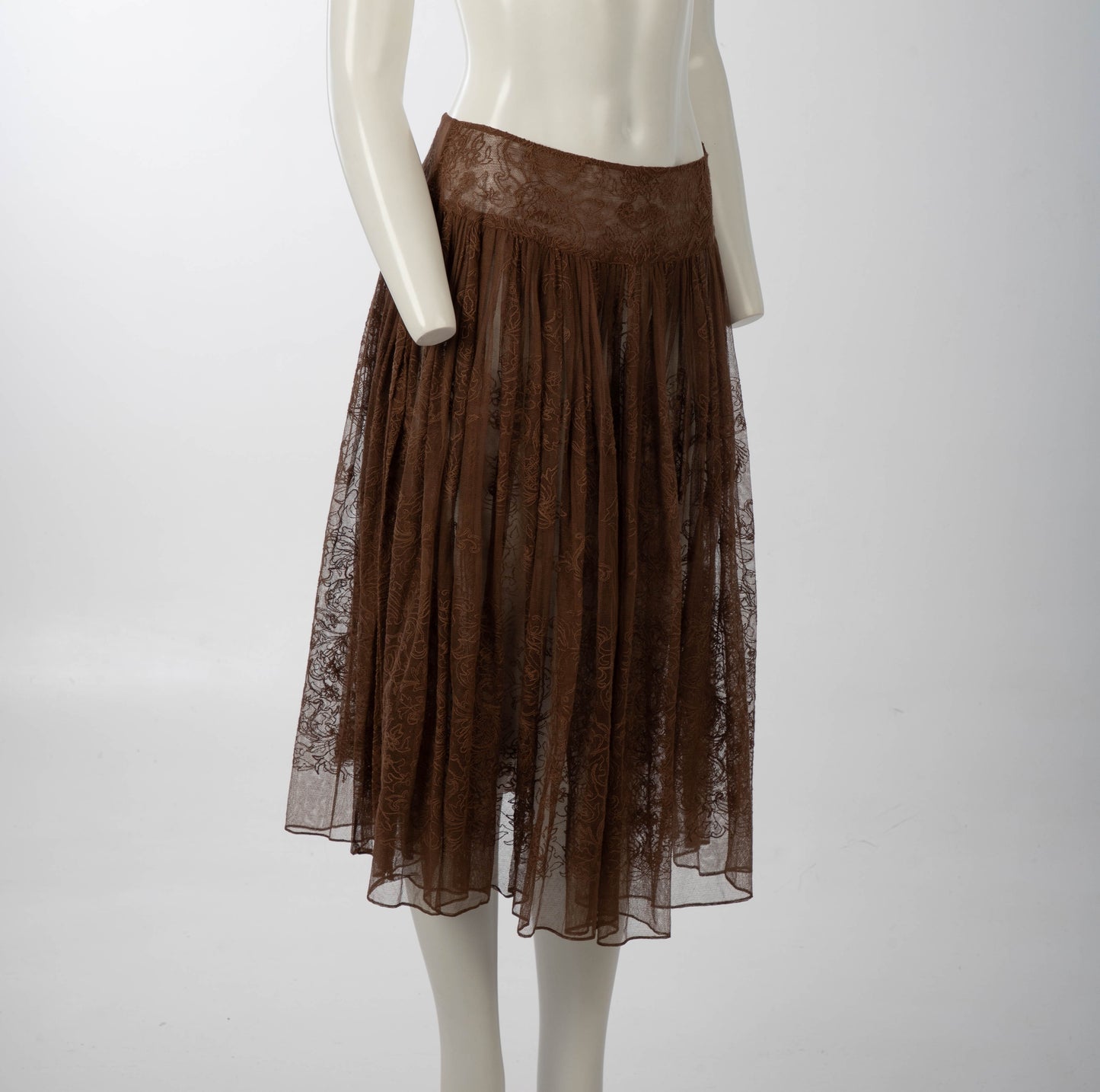 Callaghan Romeo Gigli Era Ethereal Brown Embroidered Mesh Skirt