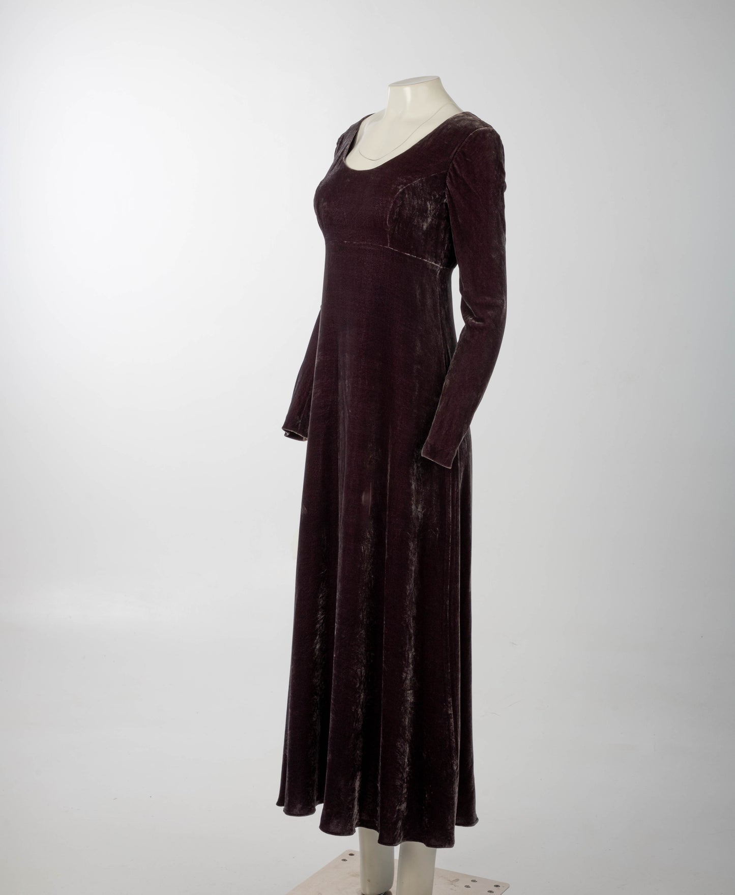 IDOL Empire Line Purple Silk Velvet Dress Circa 1990s