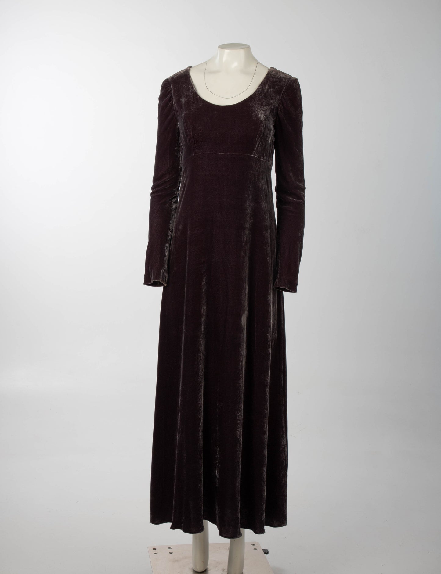 IDOL Empire Line Purple Silk Velvet Dress Circa 1990s