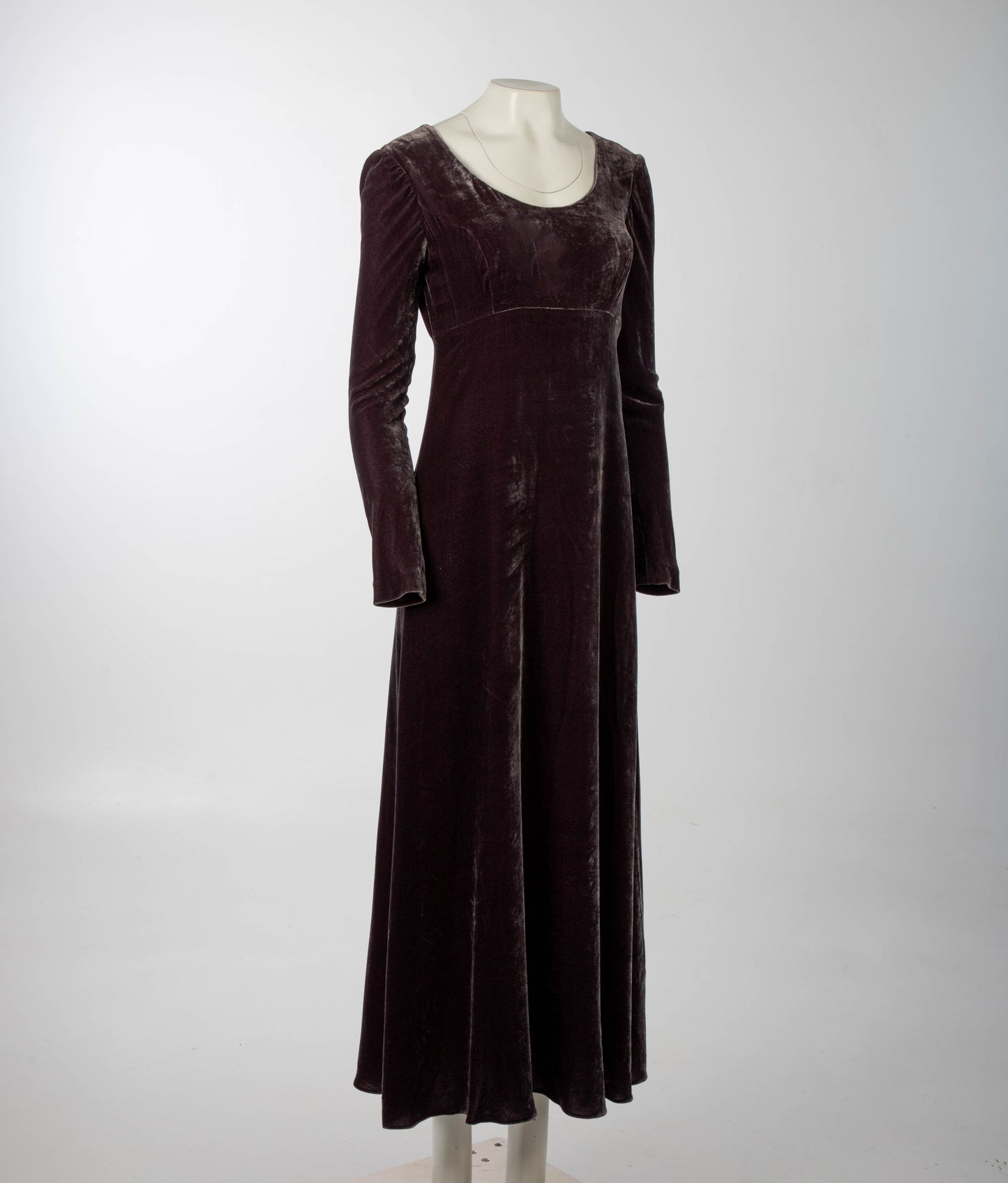 IDOL Empire Line Purple Silk Velvet Dress Circa 1990s