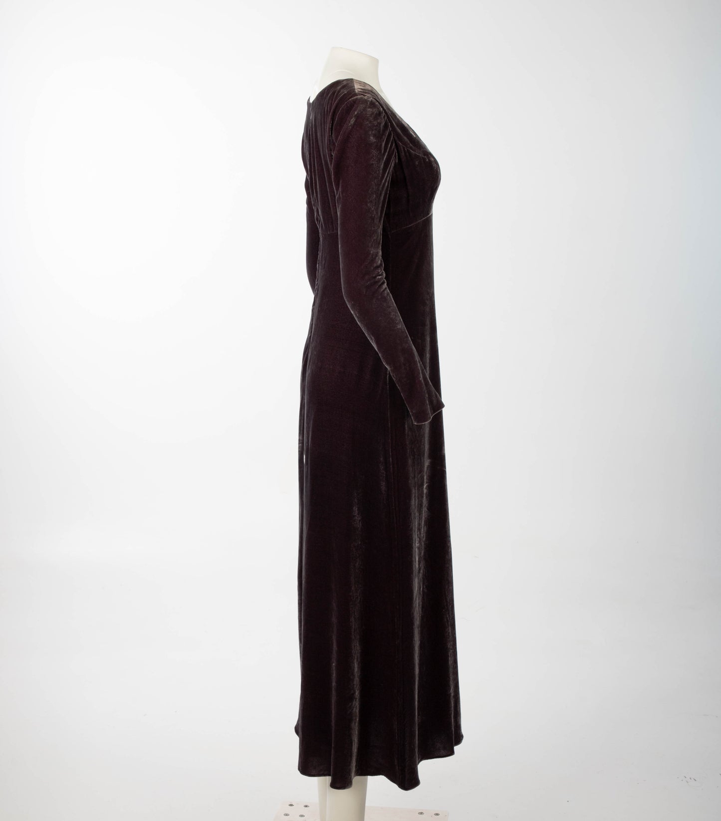 IDOL Empire Line Purple Silk Velvet Dress Circa 1990s