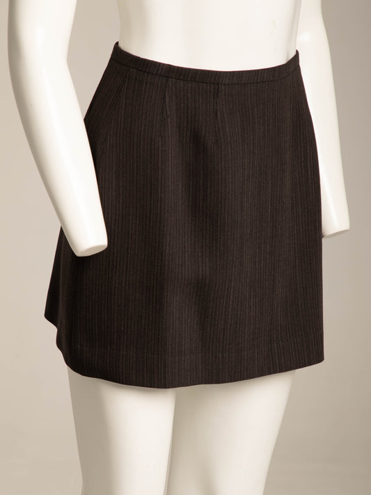 Prada Early 90s Brown Wool Mini Skirt
